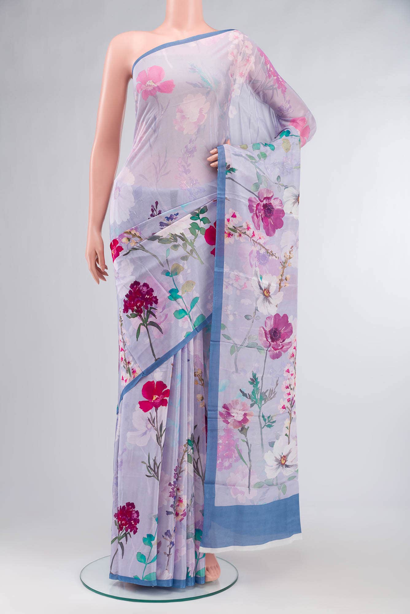 Lavender Blended Viscose Crepe Saree