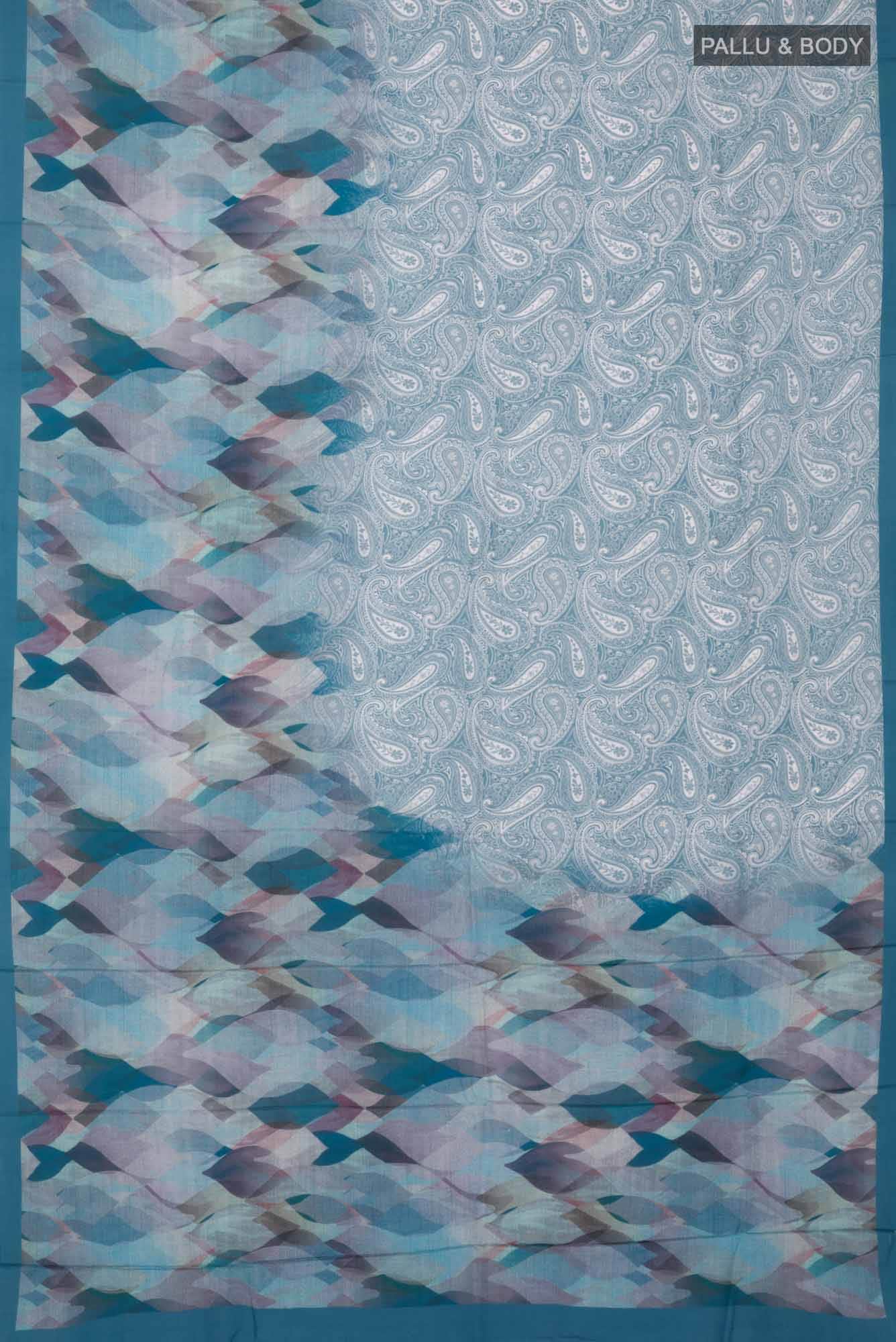 Blue Blended Viscose Crepe Saree