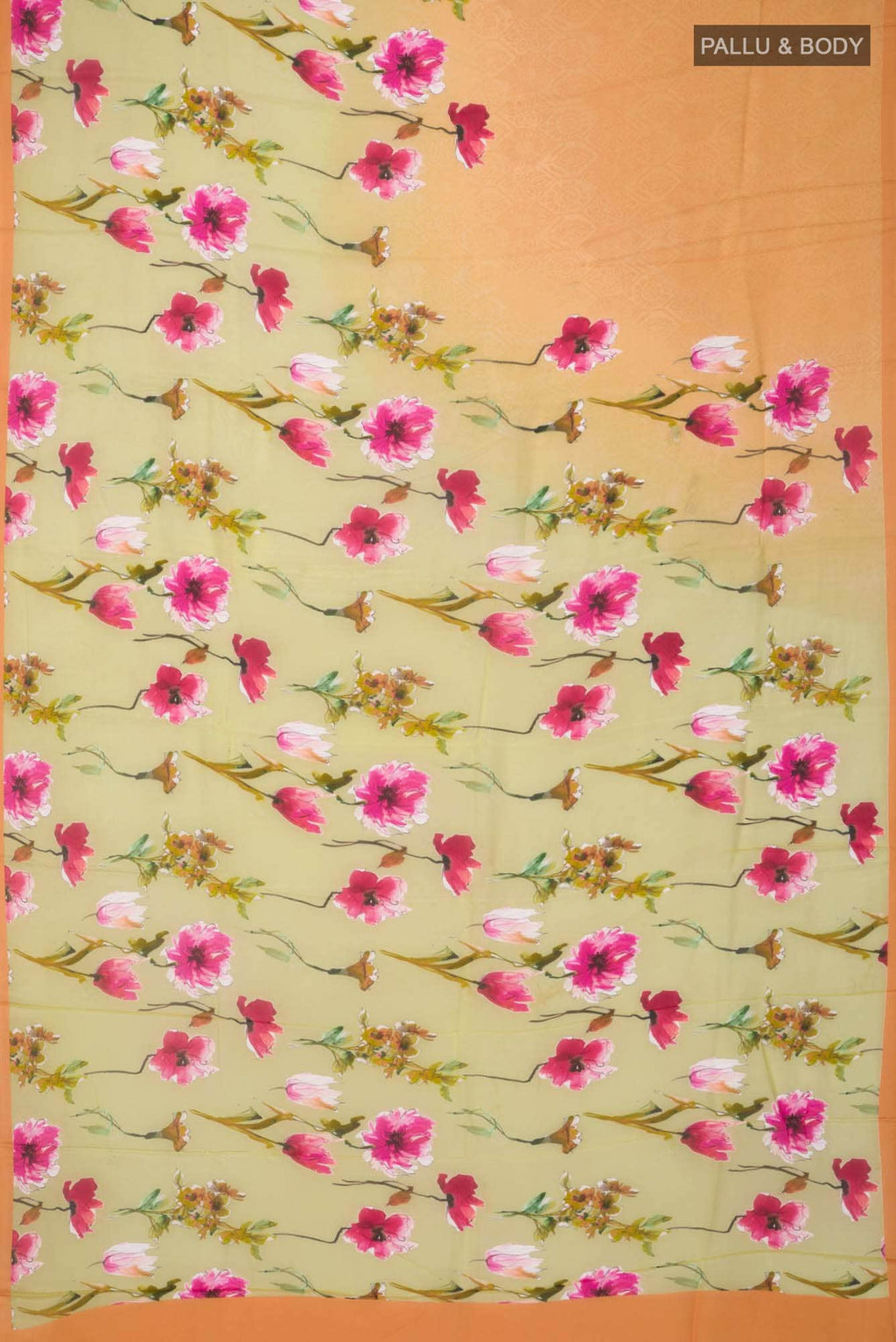 Yellow Blended Viscose Crepe Saree