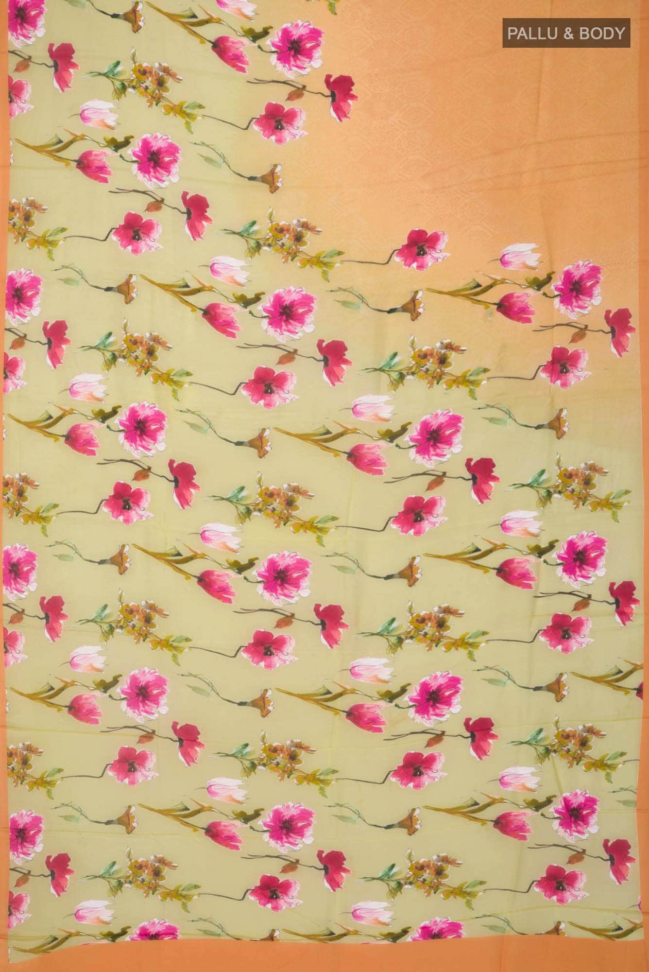 Yellow Blended Viscose Crepe Saree