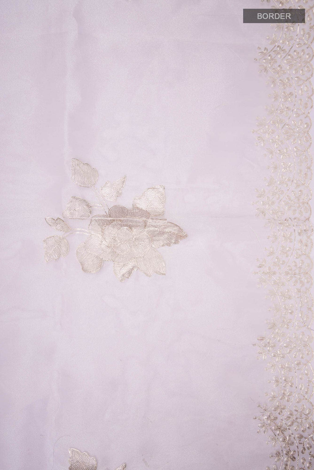 Cream Organza Silk Saree