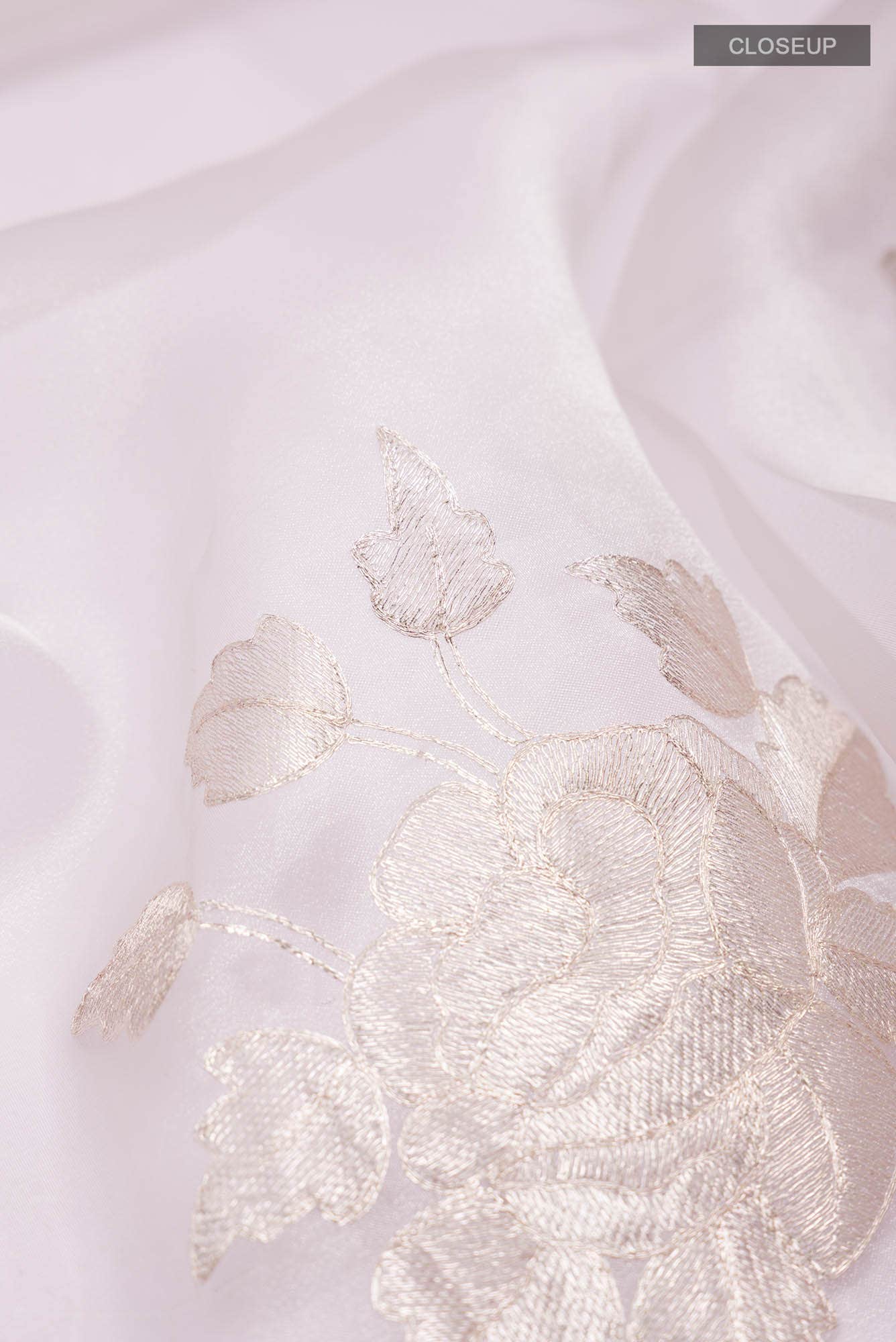 Cream Organza Silk Saree