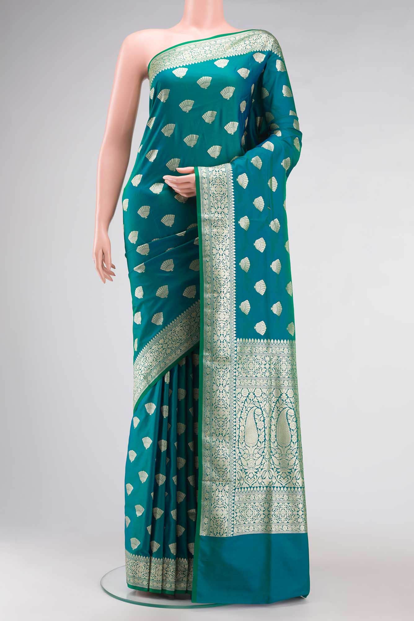 Blue Blended Banarasi Silk Saree