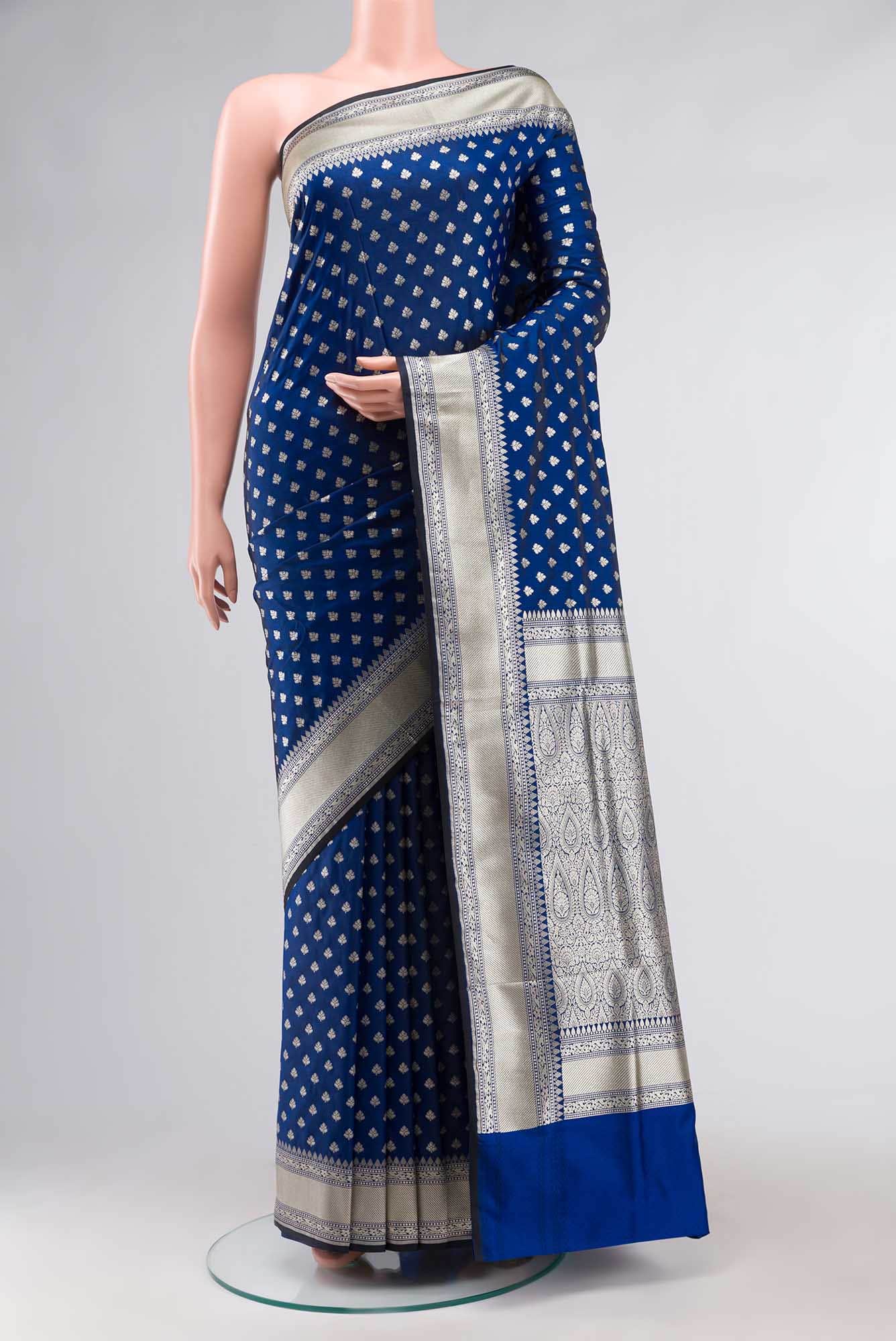 Blue Blended Banarasi Silk Saree