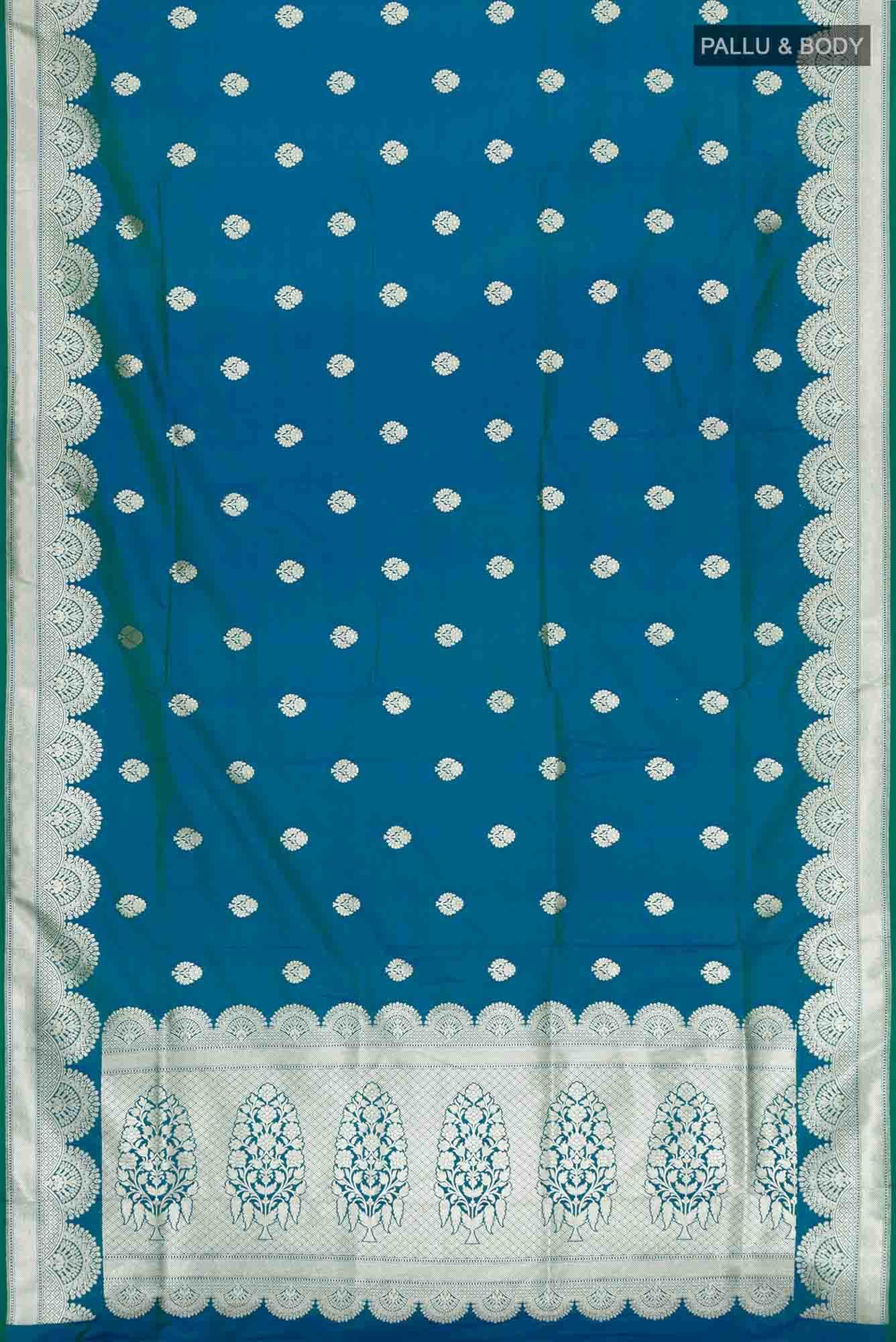 Blue Blended Banarasi Silk Saree