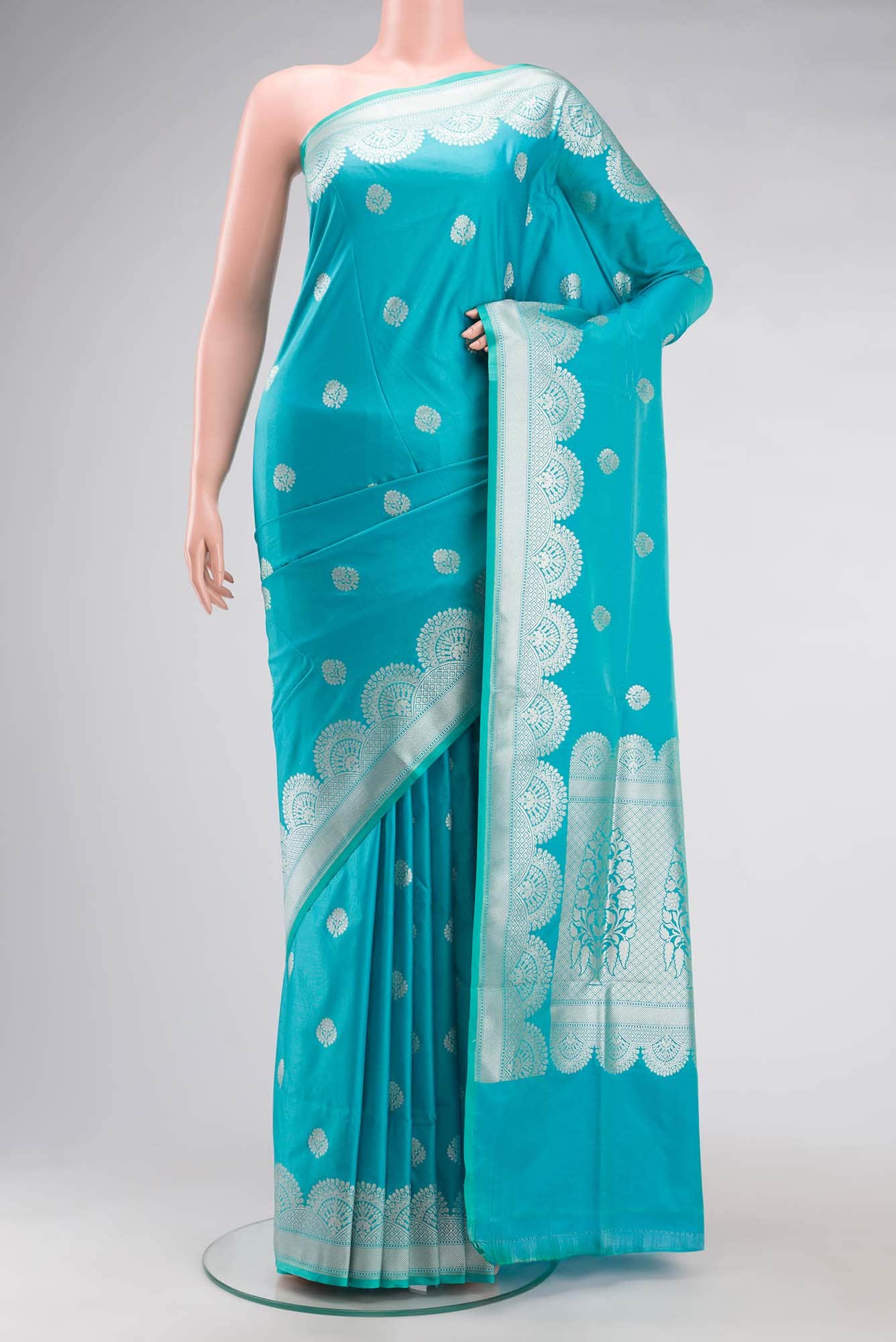 Blue Blended Banarasi Silk Saree