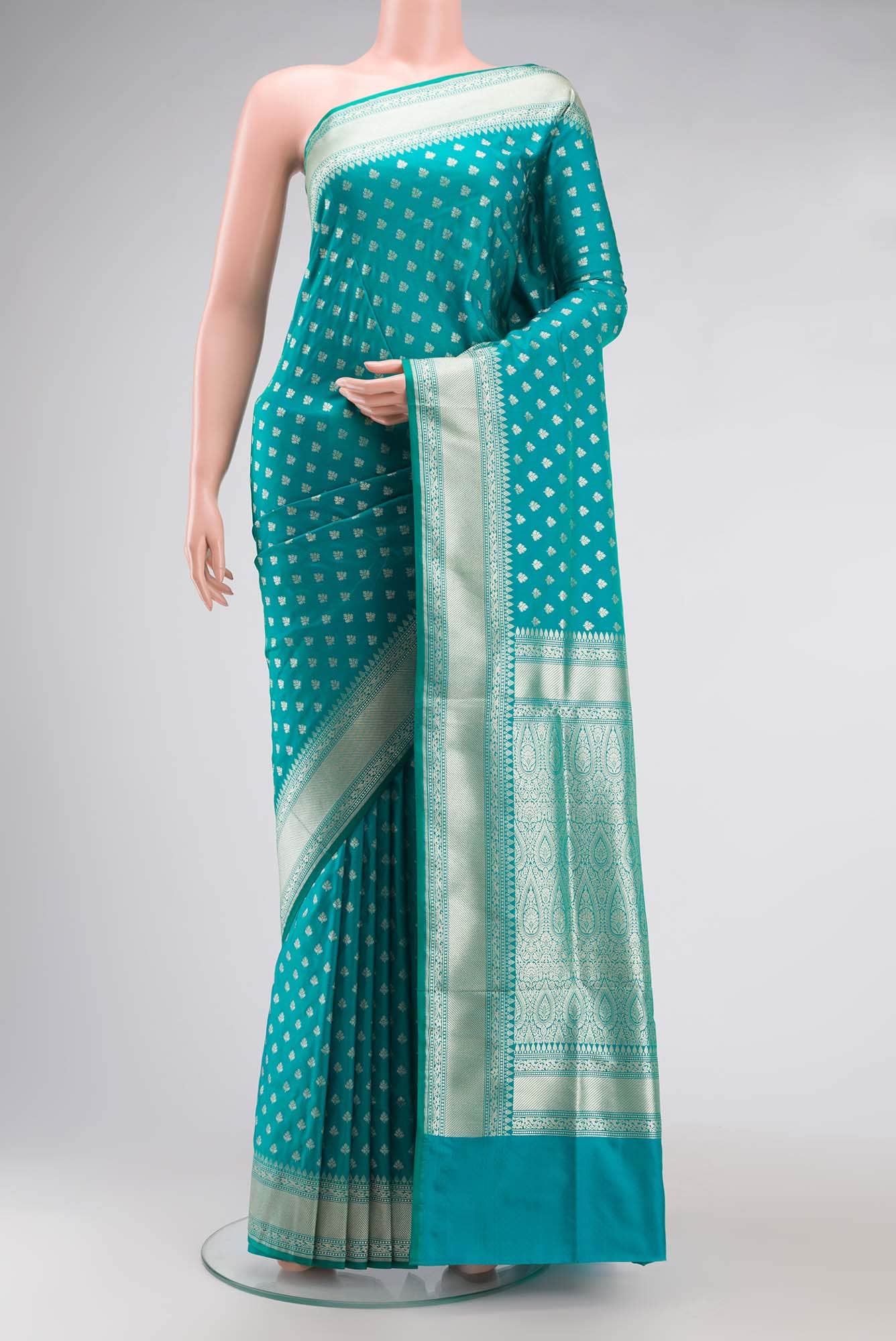 Blue Blended Banarasi Silk Saree