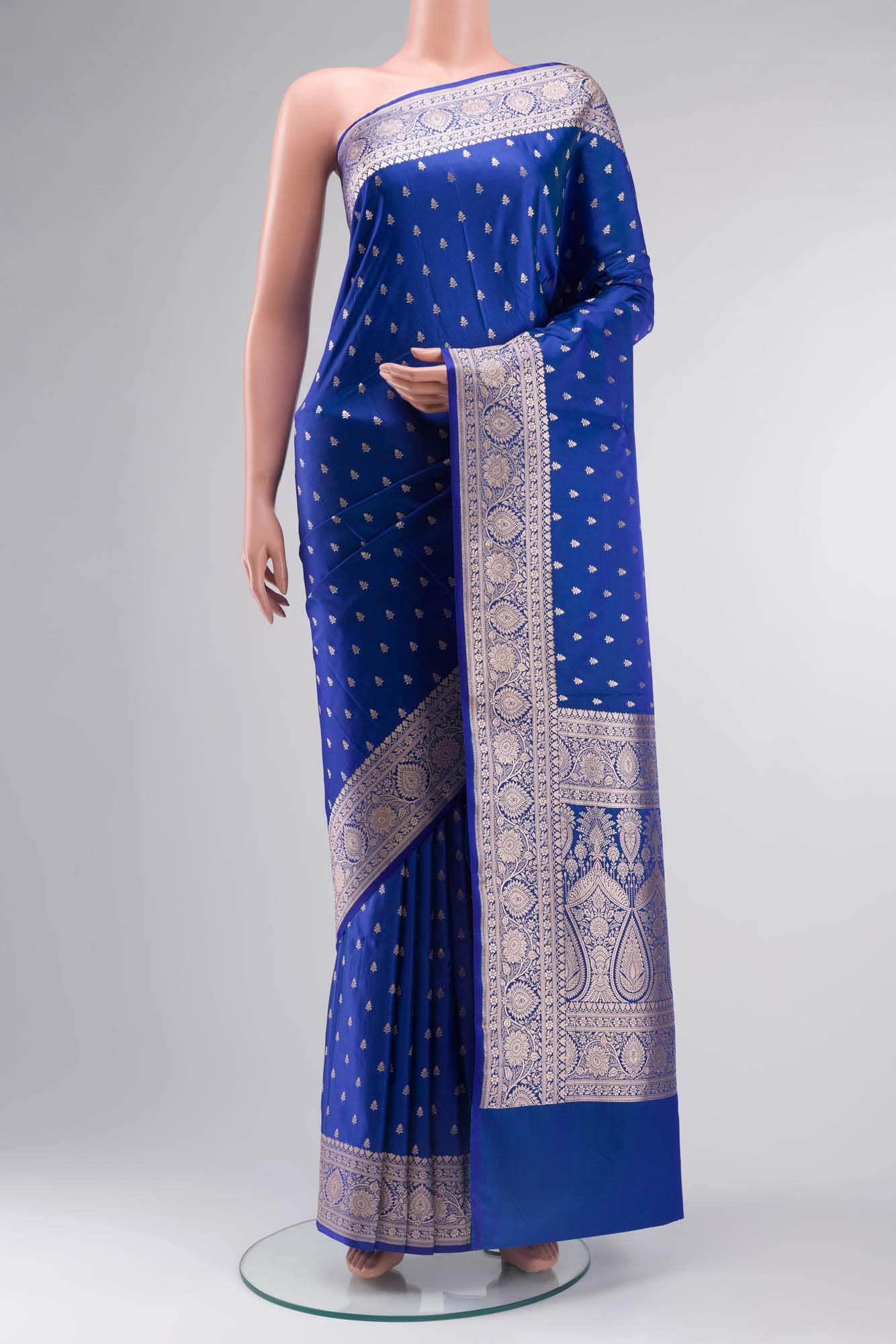 Blue Blended Banarasi Silk Saree