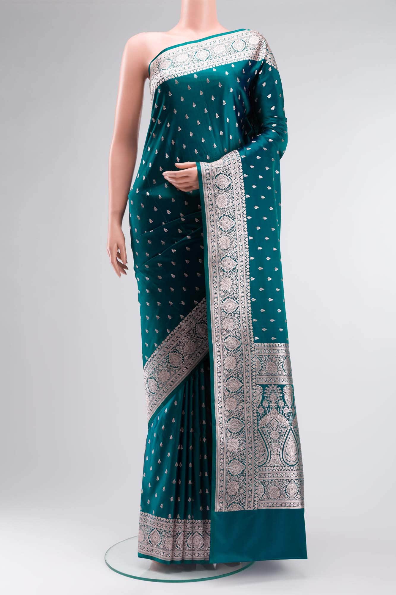 Blue Blended Banarasi Silk Saree