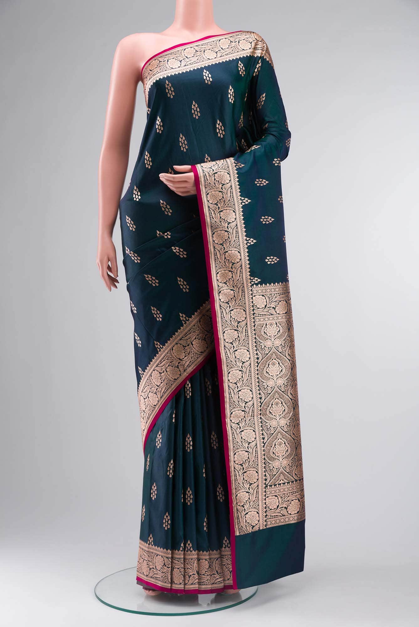 Blue Blended Banarasi Silk Saree
