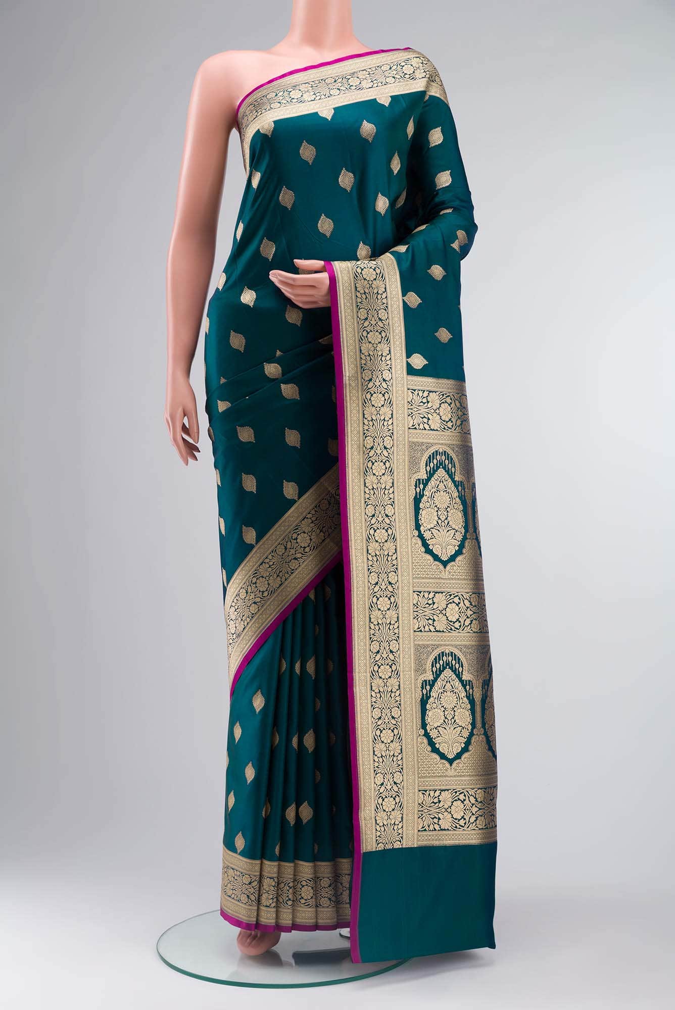 Blue Blended Banarasi Silk Saree