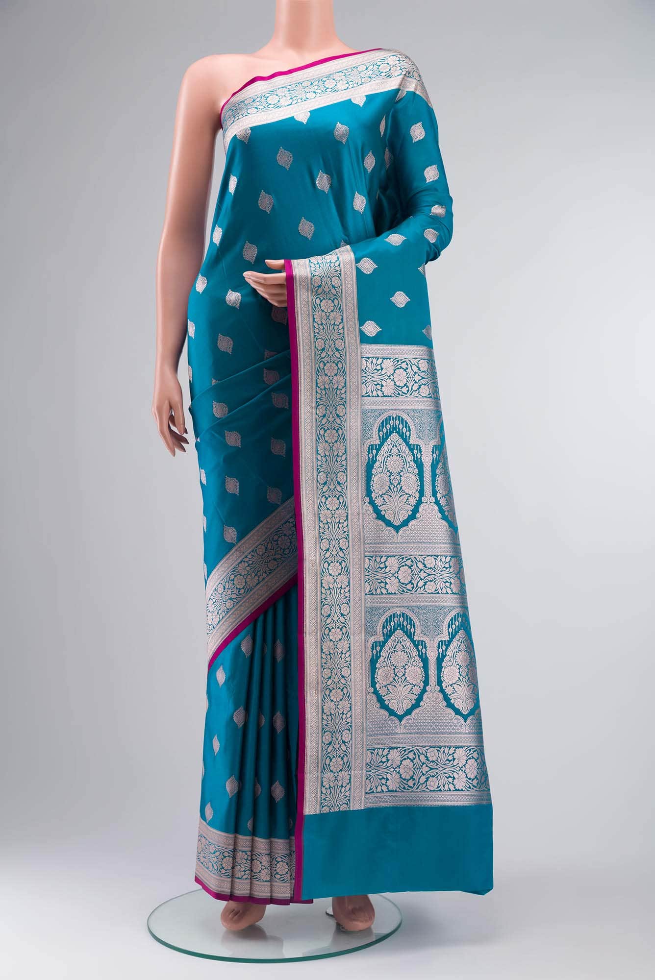 Blue Blended Banarasi Silk Saree