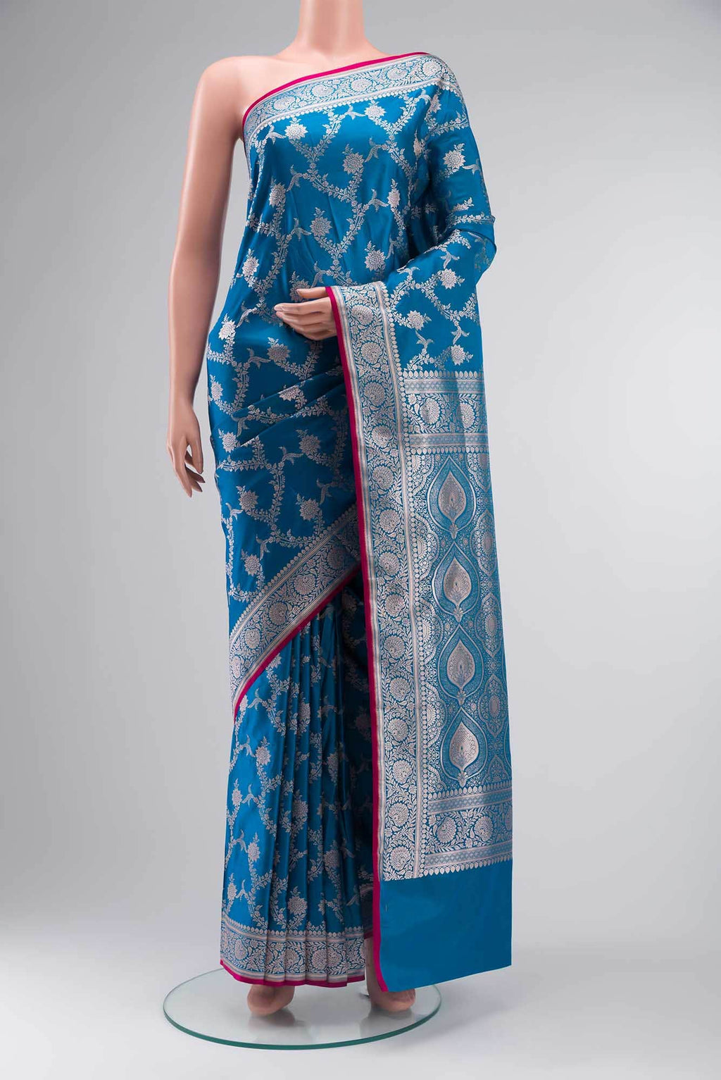 Blue Blended Banarasi Silk Saree