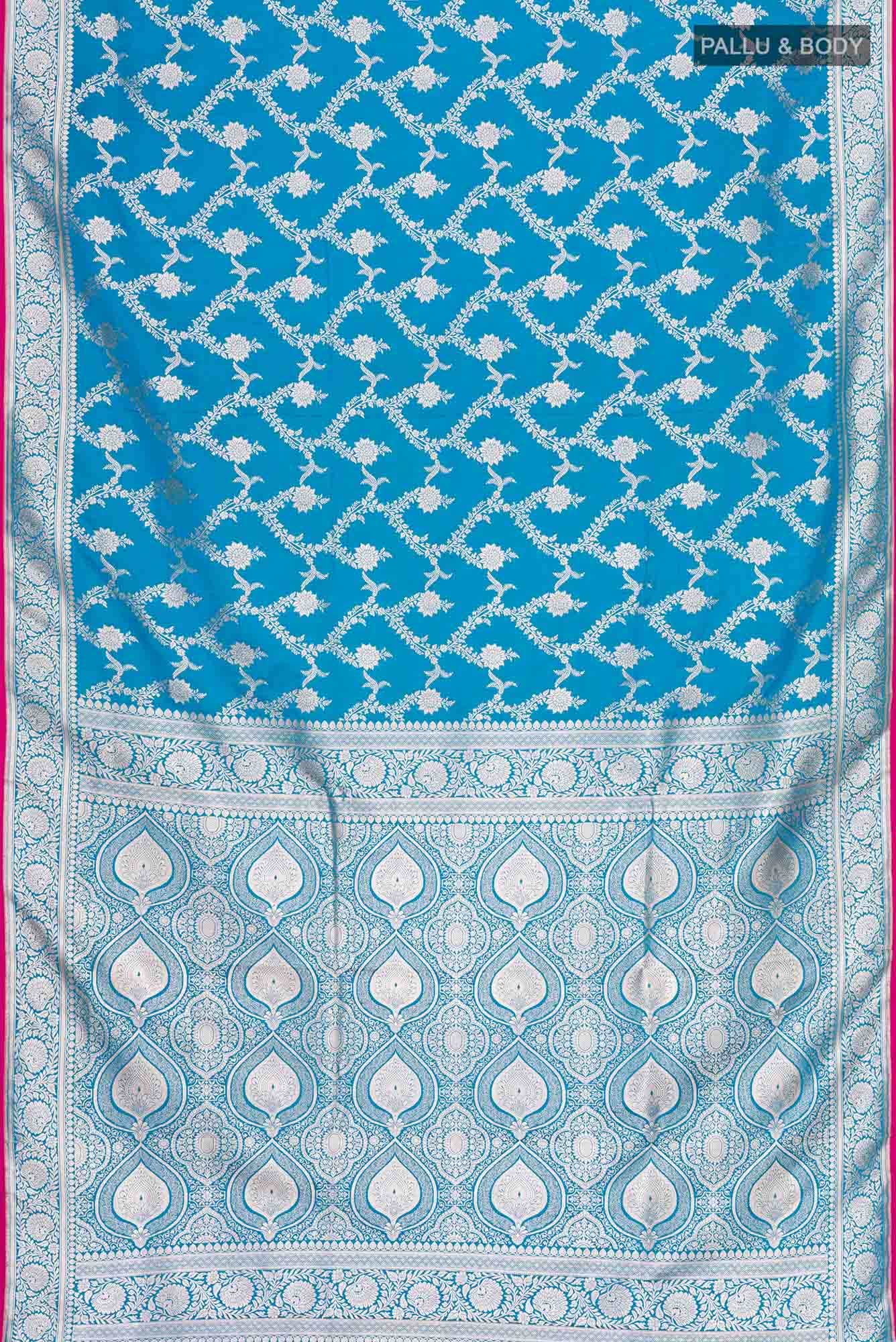 Blue Blended Banarasi Silk Saree
