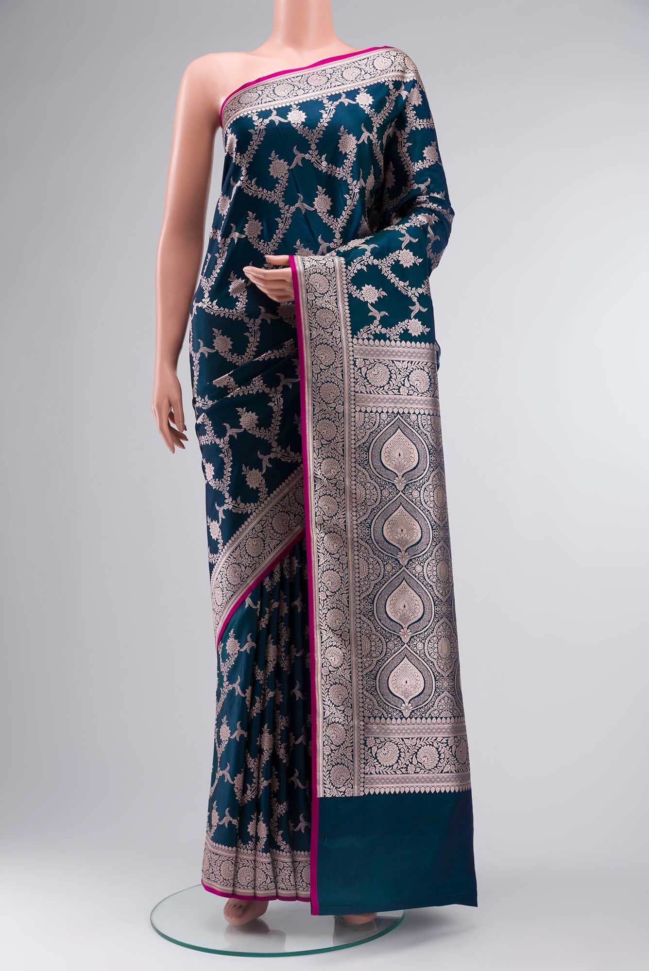 Blue Blended Banarasi Silk Saree