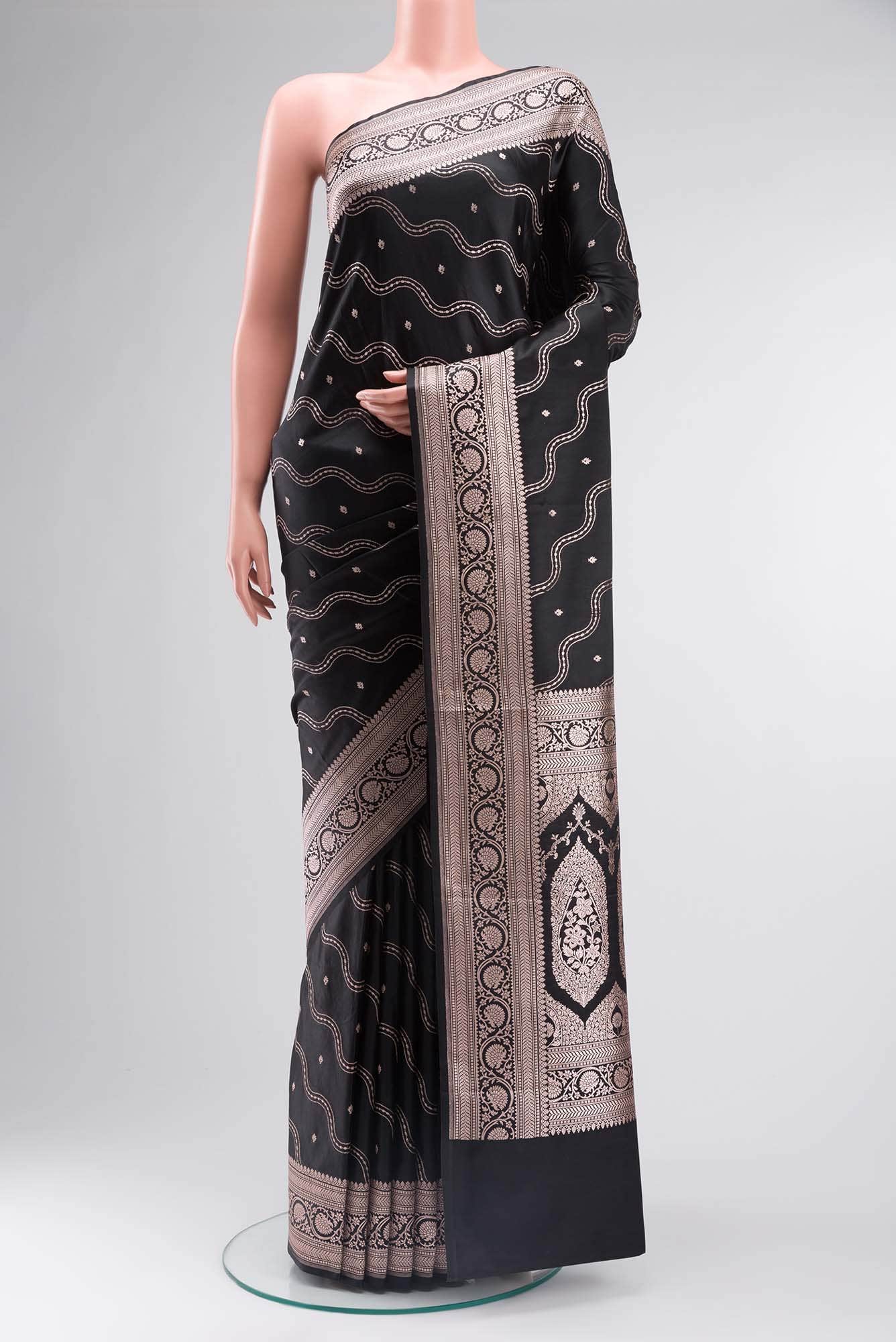 Black Blended Banarasi Silk Saree