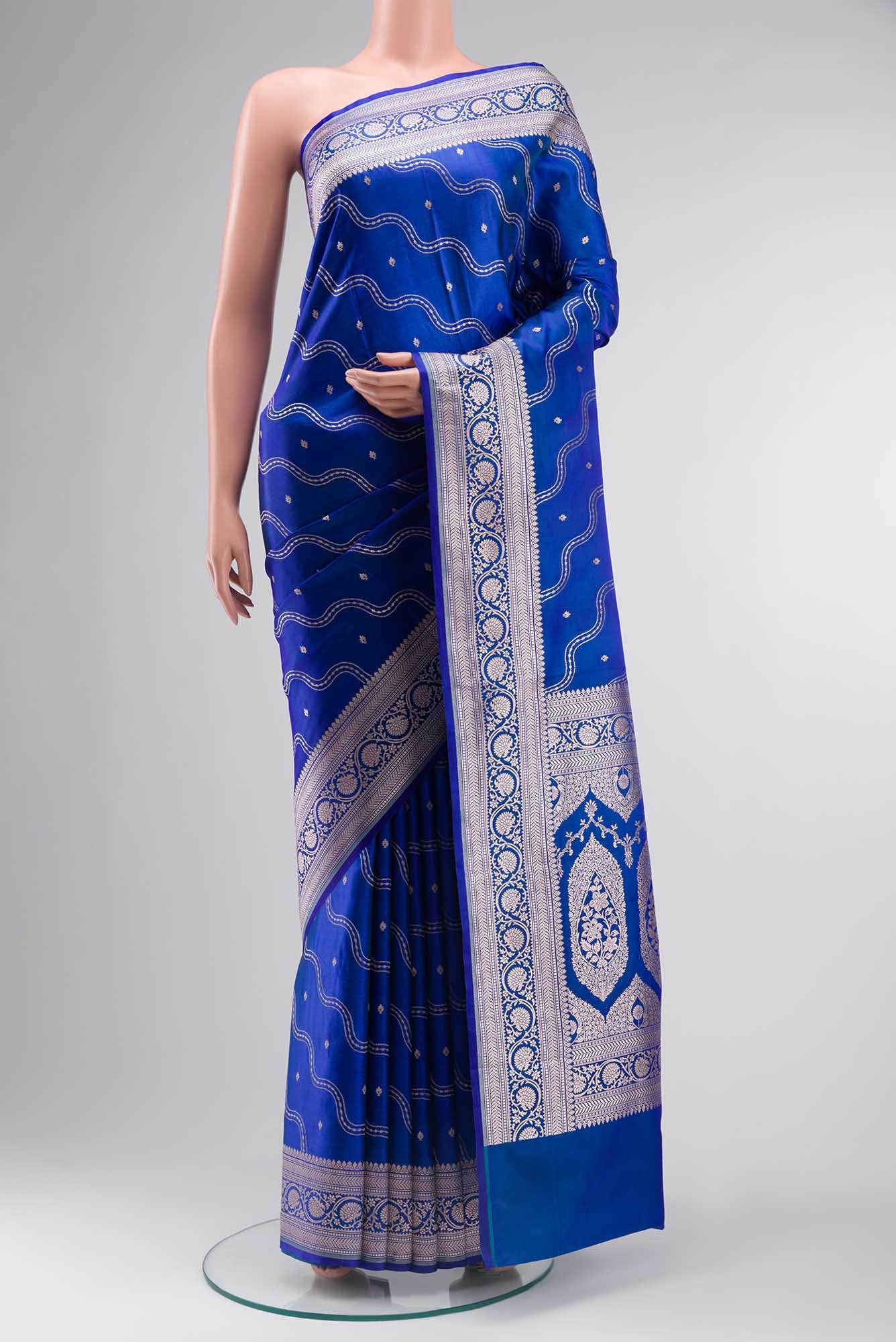 Blue Blended Banarasi Silk Saree