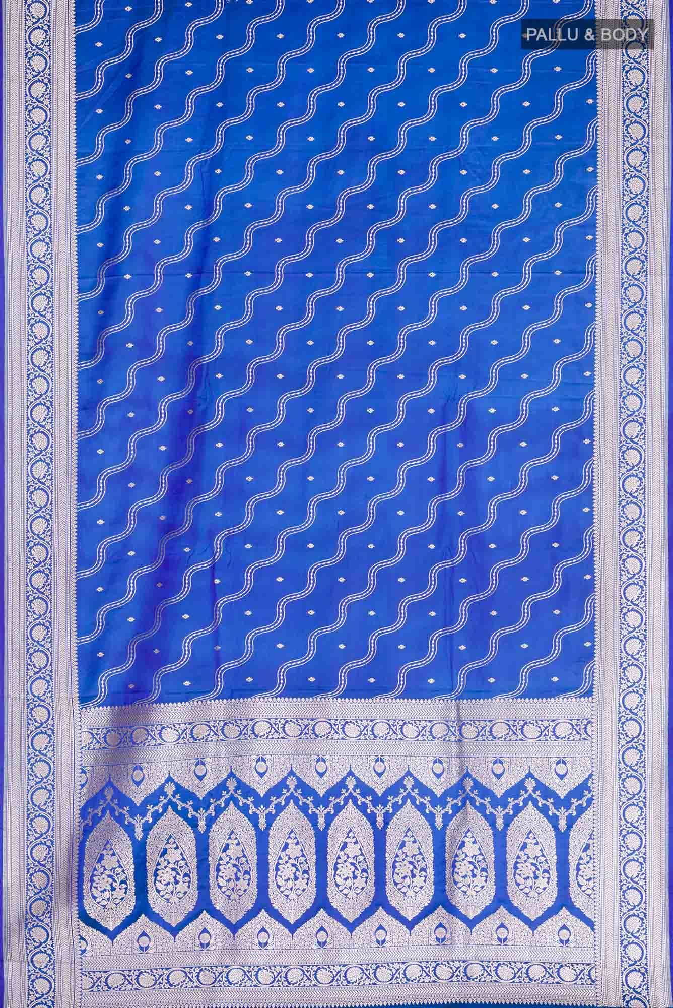 Blue Blended Banarasi Silk Saree