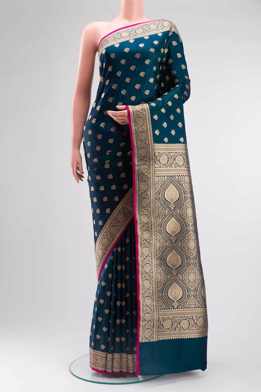 Blue Blended Banarasi Silk Saree