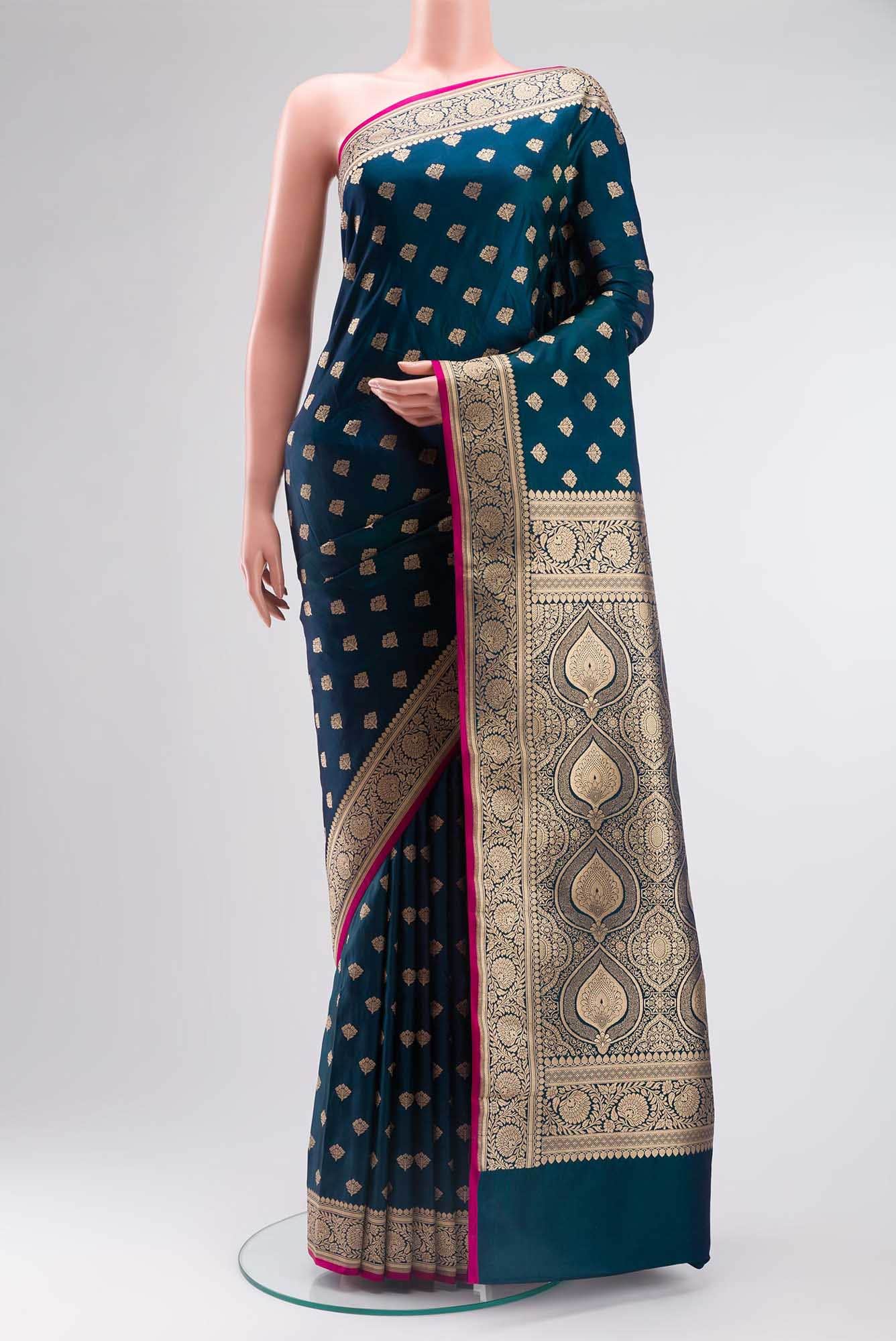 Blue Blended Banarasi Silk Saree