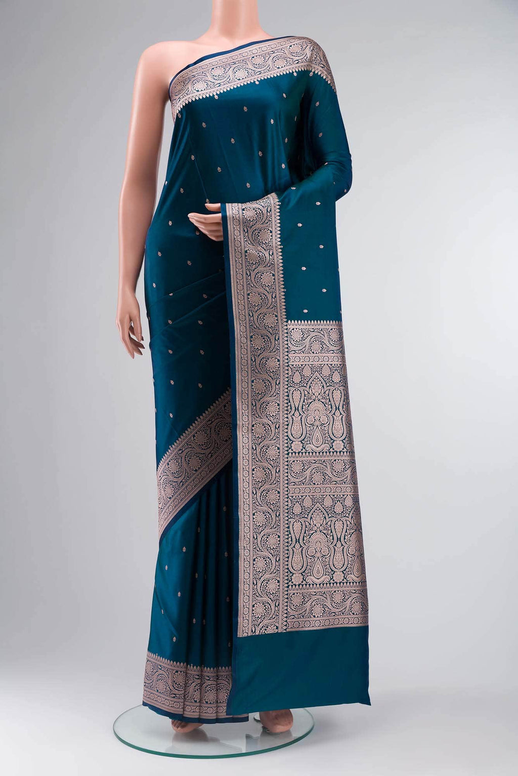 Blue Blended Banarasi Silk Saree