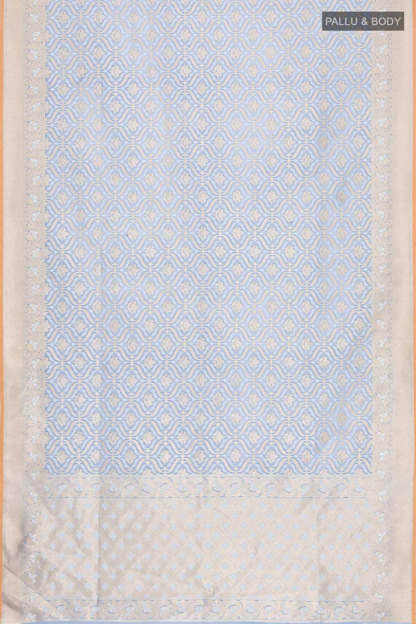 Blue Banarasi Kora Silk Saree
