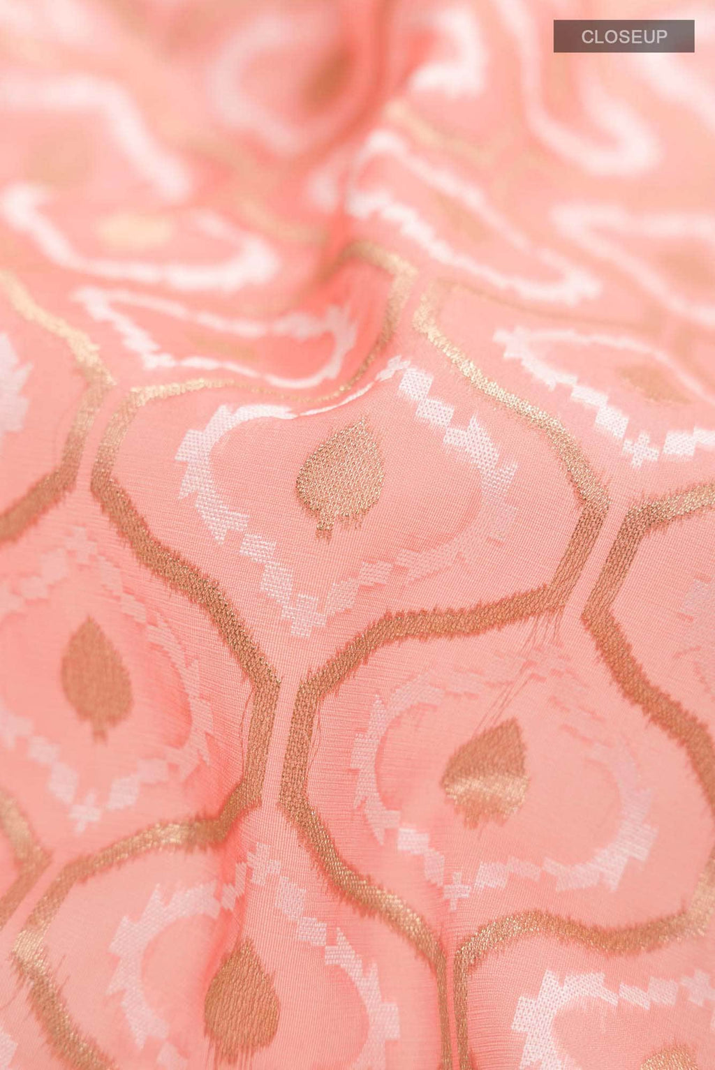Peach Banarasi Kora Silk Saree