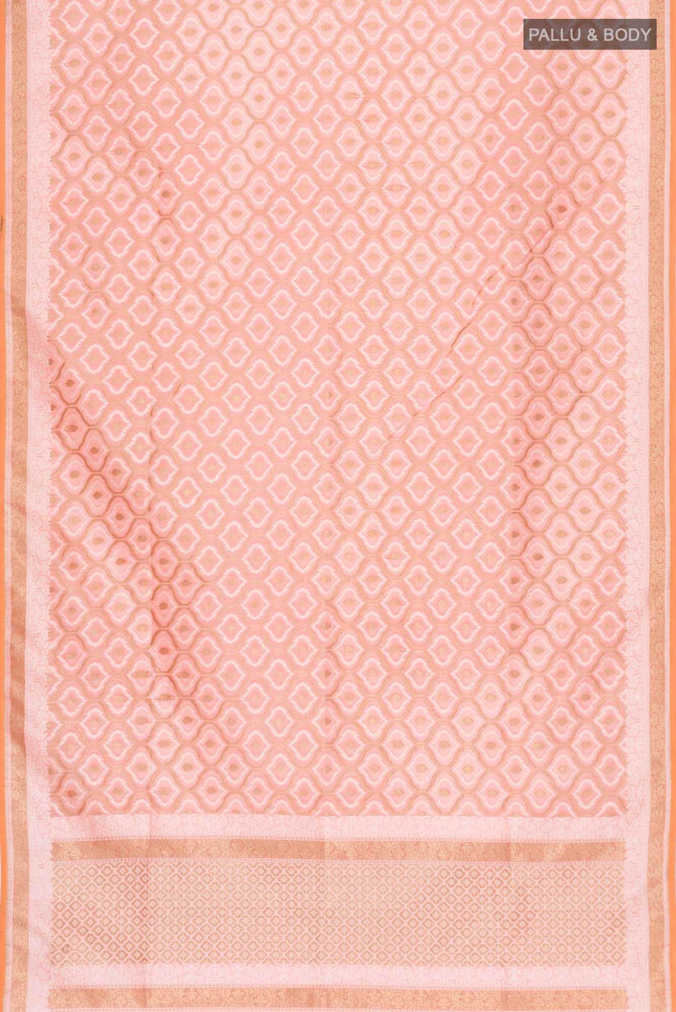 Peach Banarasi Kora Silk Saree