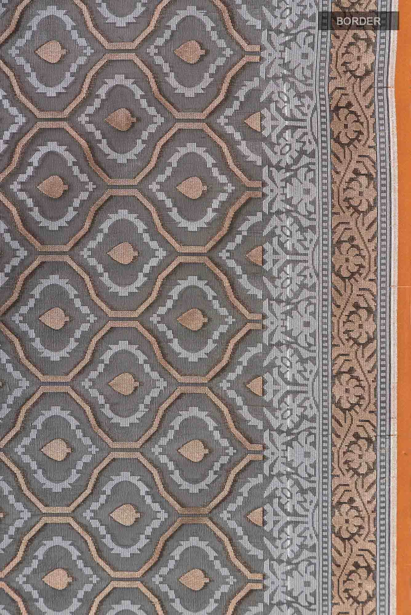 Black Banarasi Kora Silk Saree