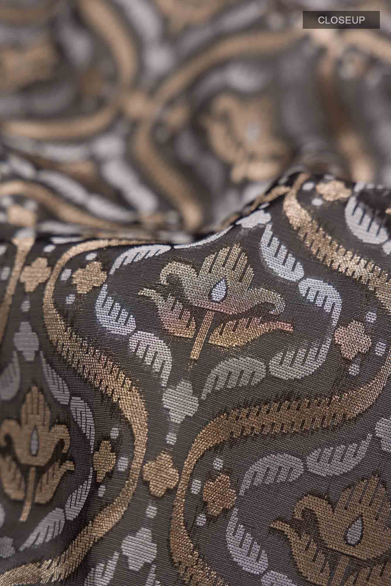 Black Banarasi Kora Silk Saree
