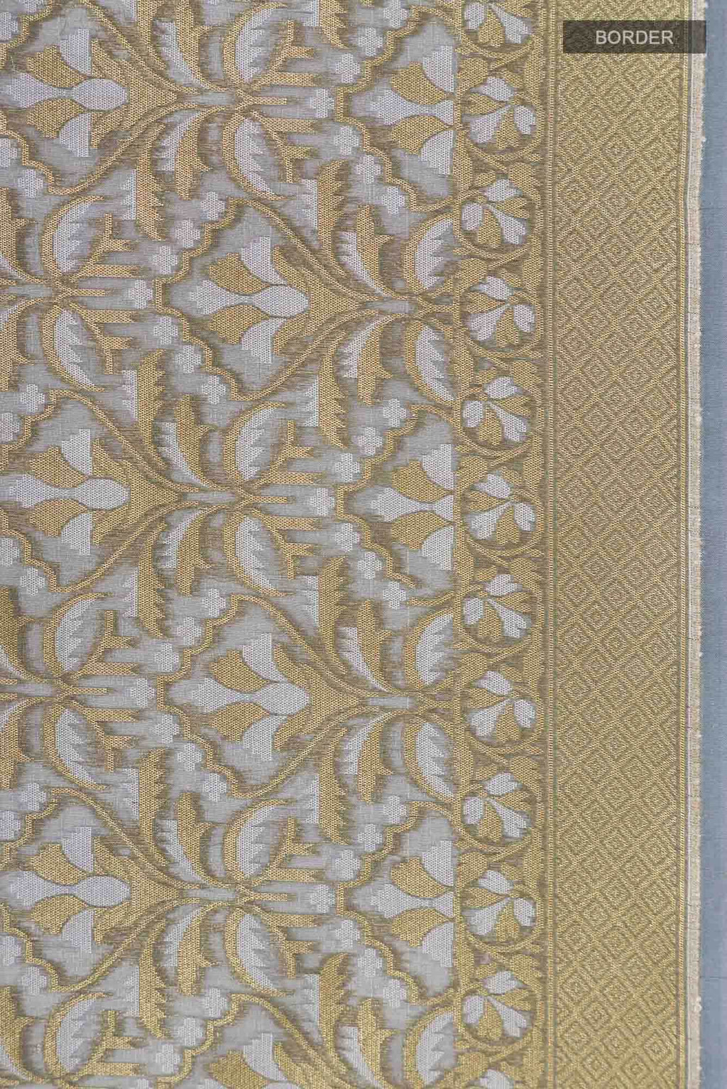 Grey Banarasi Kora Silk Saree