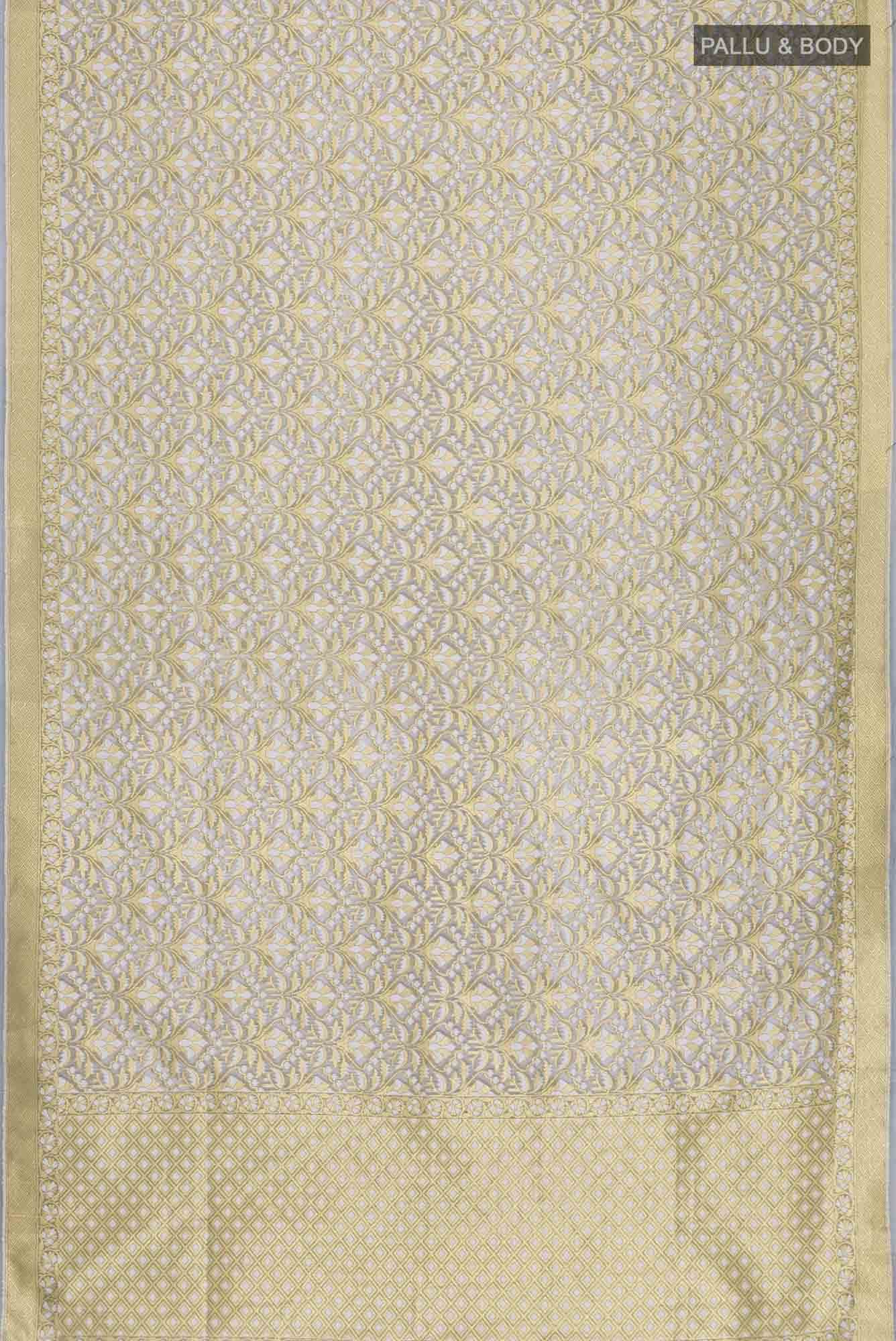 Grey Blended Banarasi Kora Silk Saree