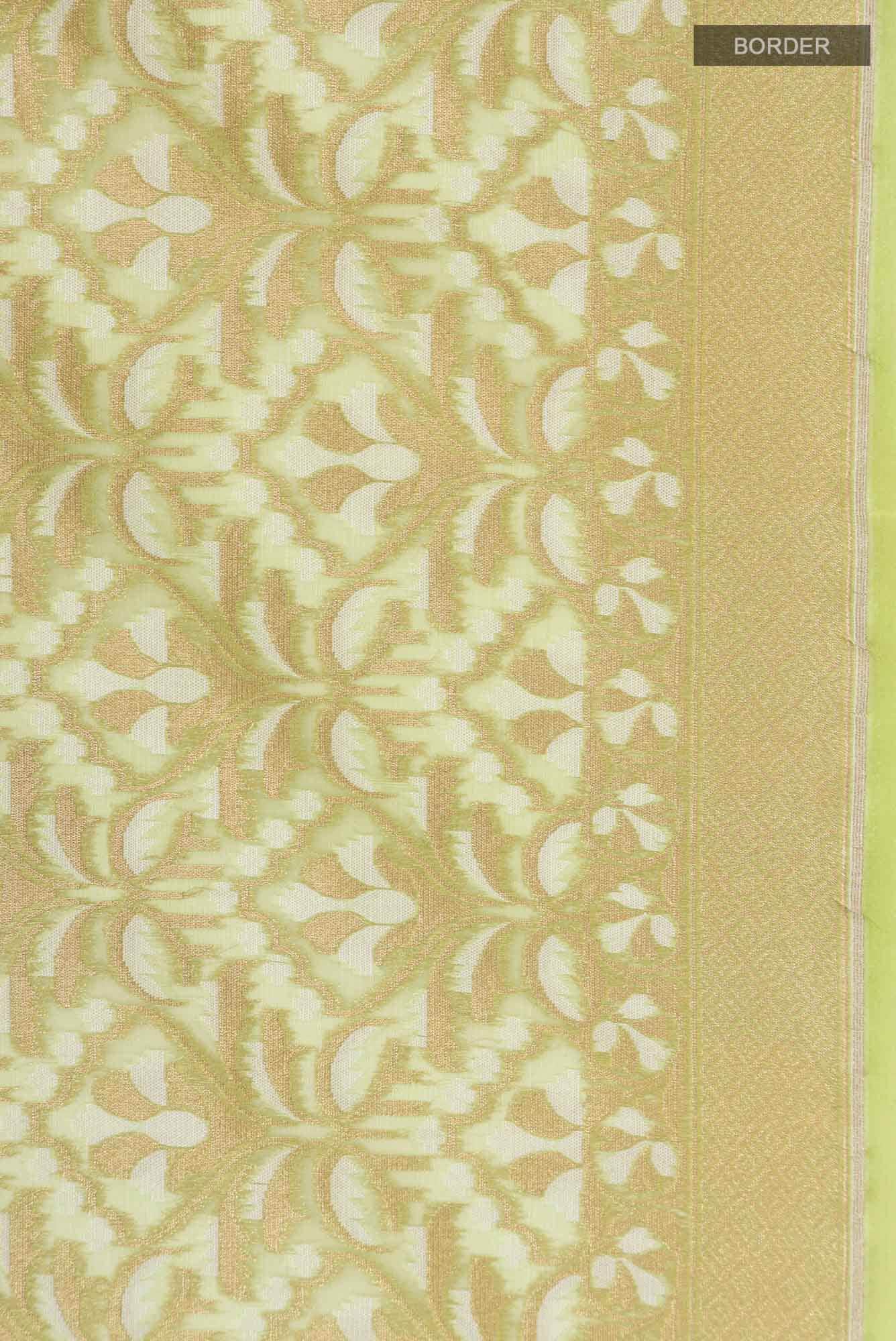 Green Banarasi Kora Silk Saree