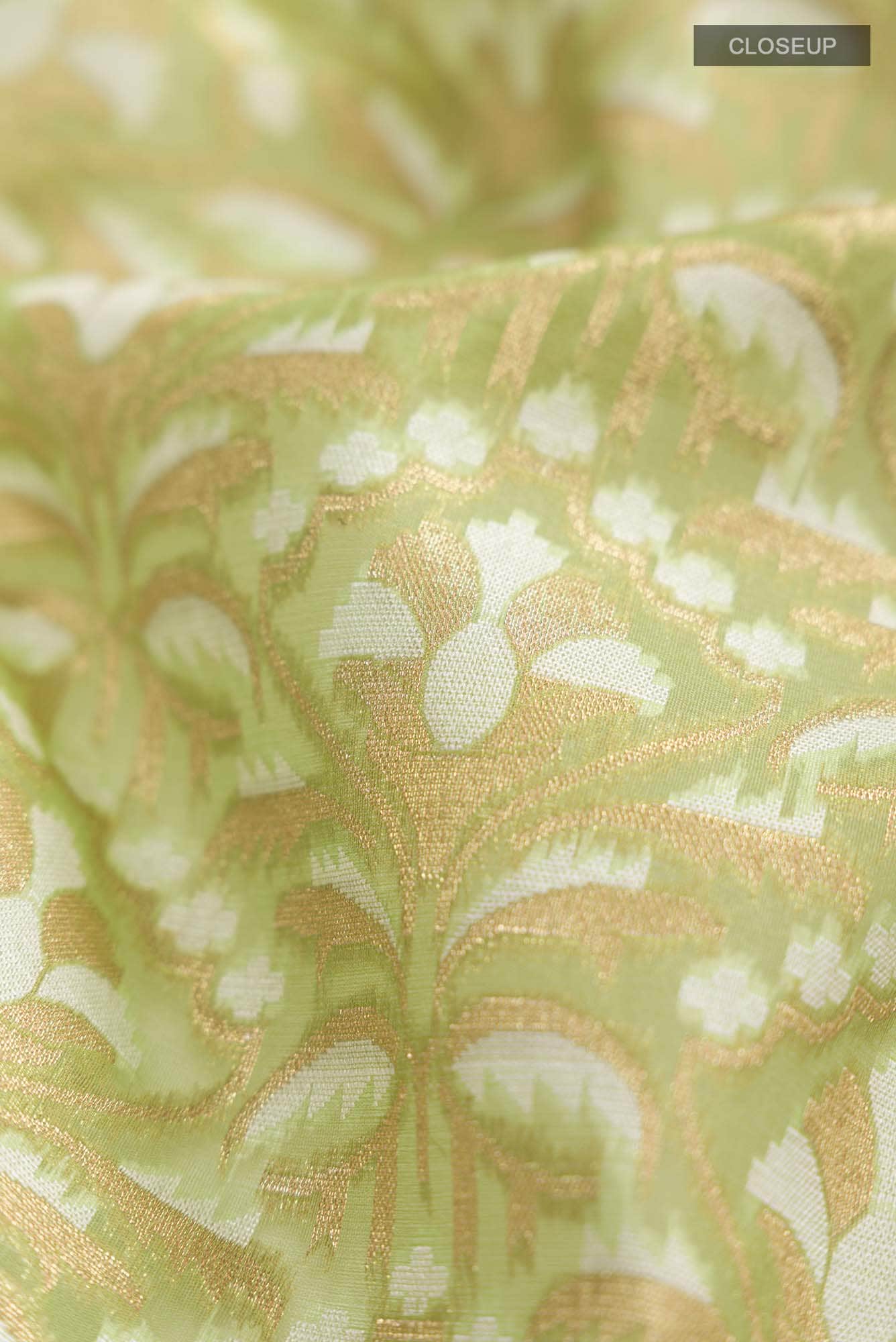 Green Banarasi Kora Silk Saree