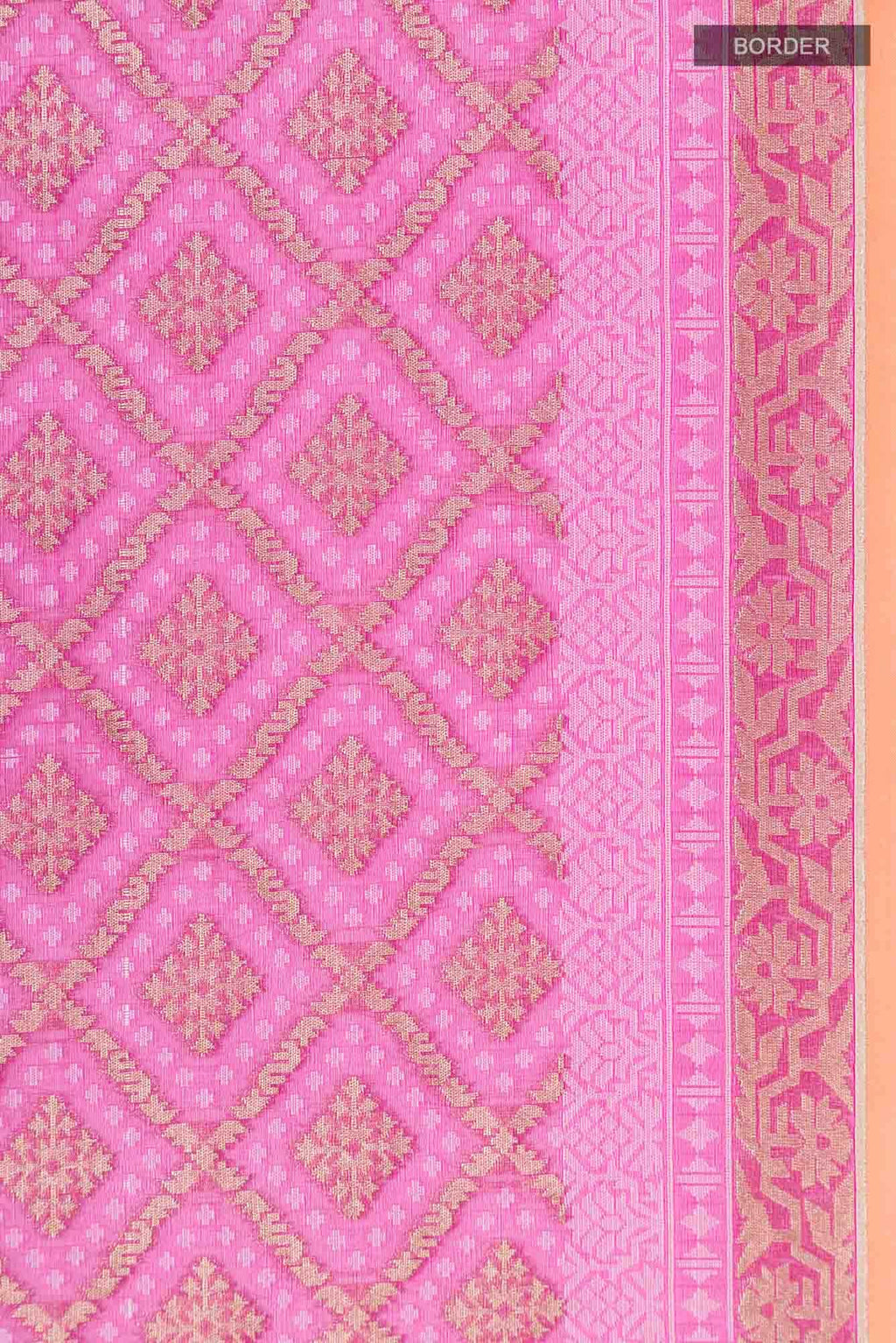 Dark Pink Banarasi Kora Silk Saree