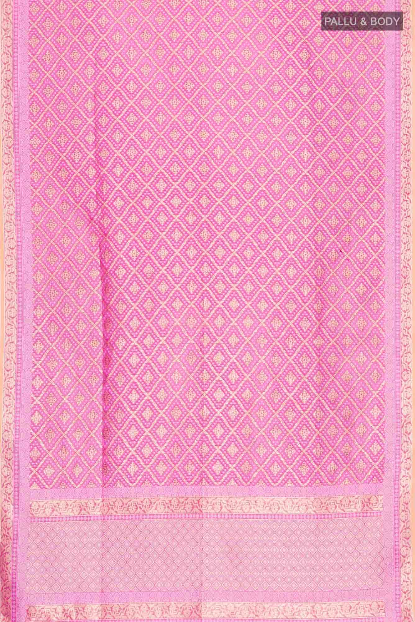 Dark Pink Banarasi Kora Silk Saree