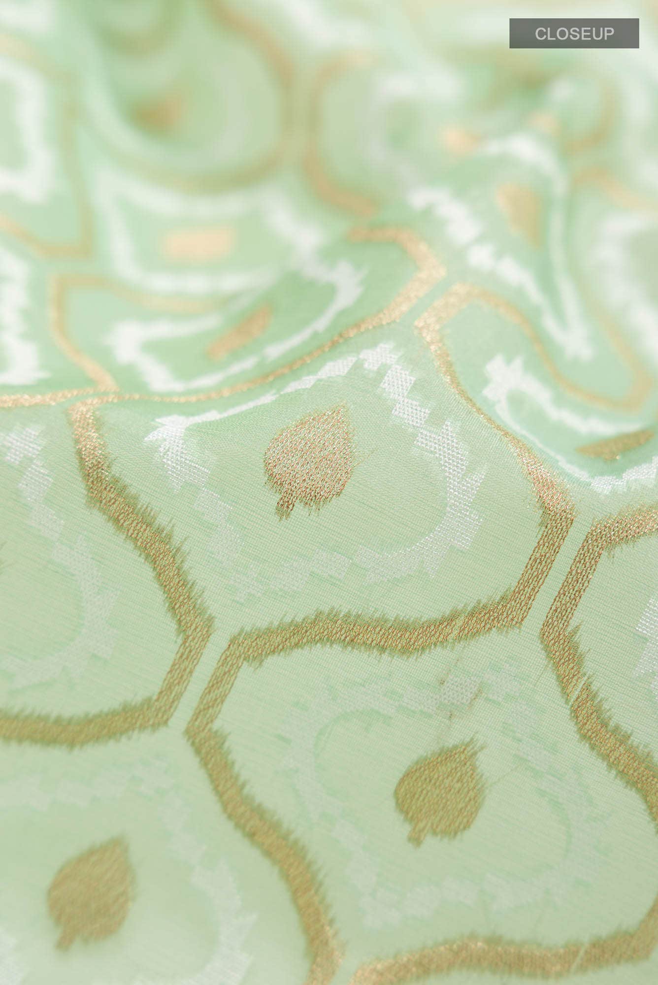 Green Banarasi Kora Silk Saree
