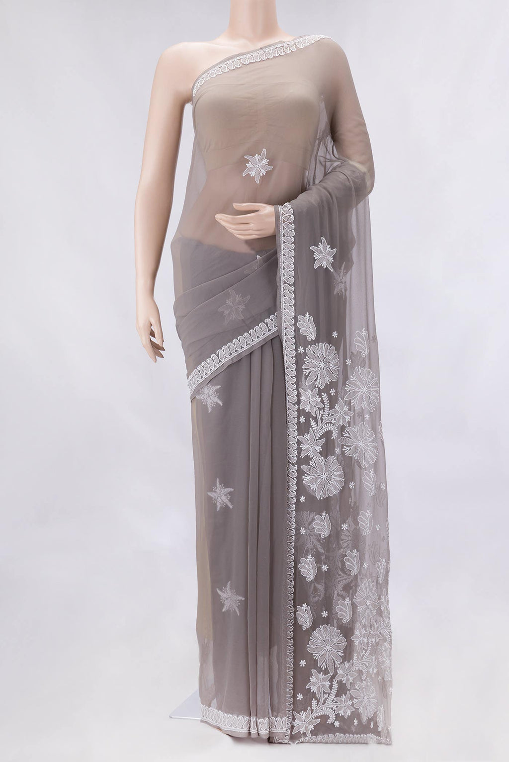 Grey Dual Tone Mysore Georgette Saree