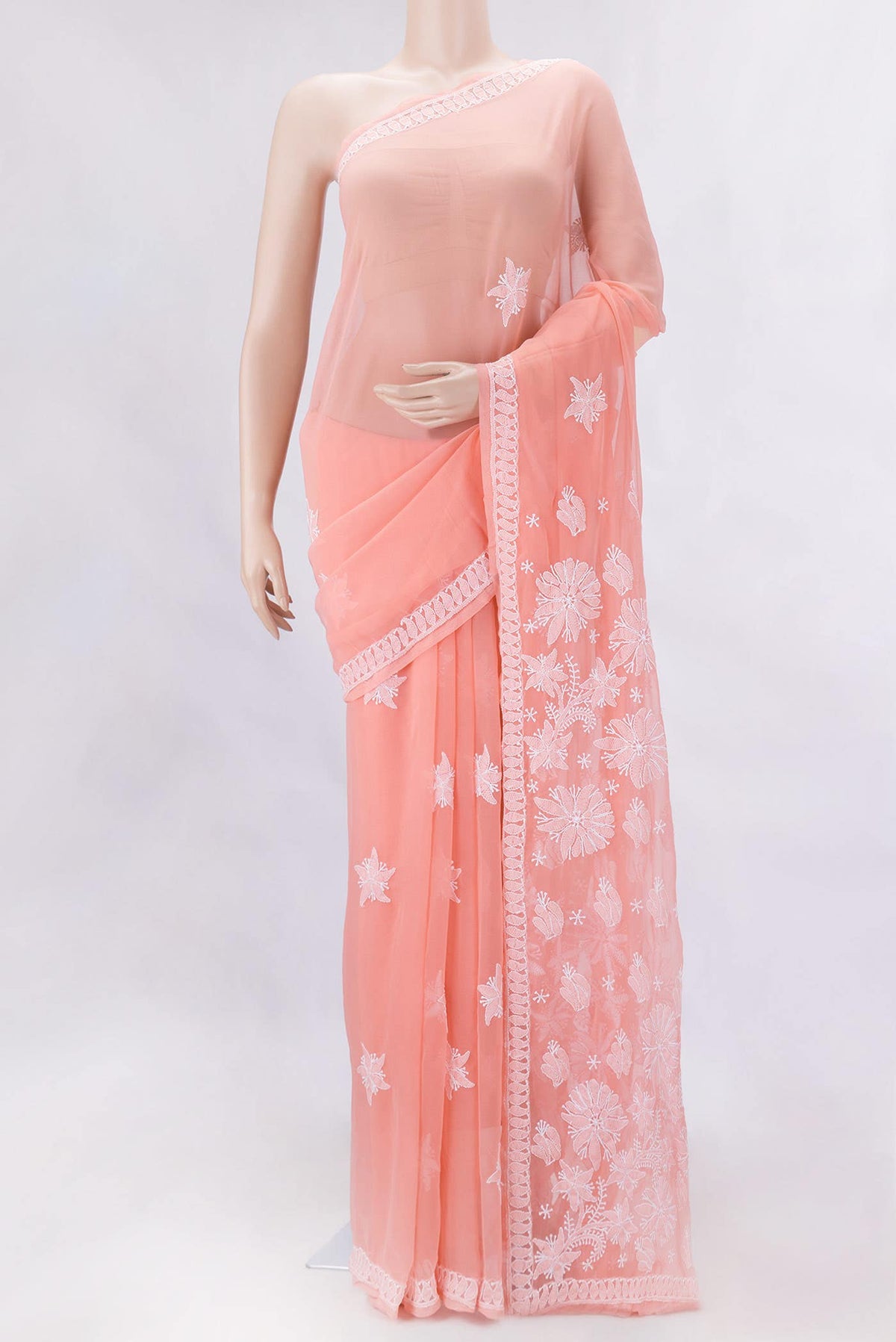 Peach Dual Tone Mysore Georgette Saree