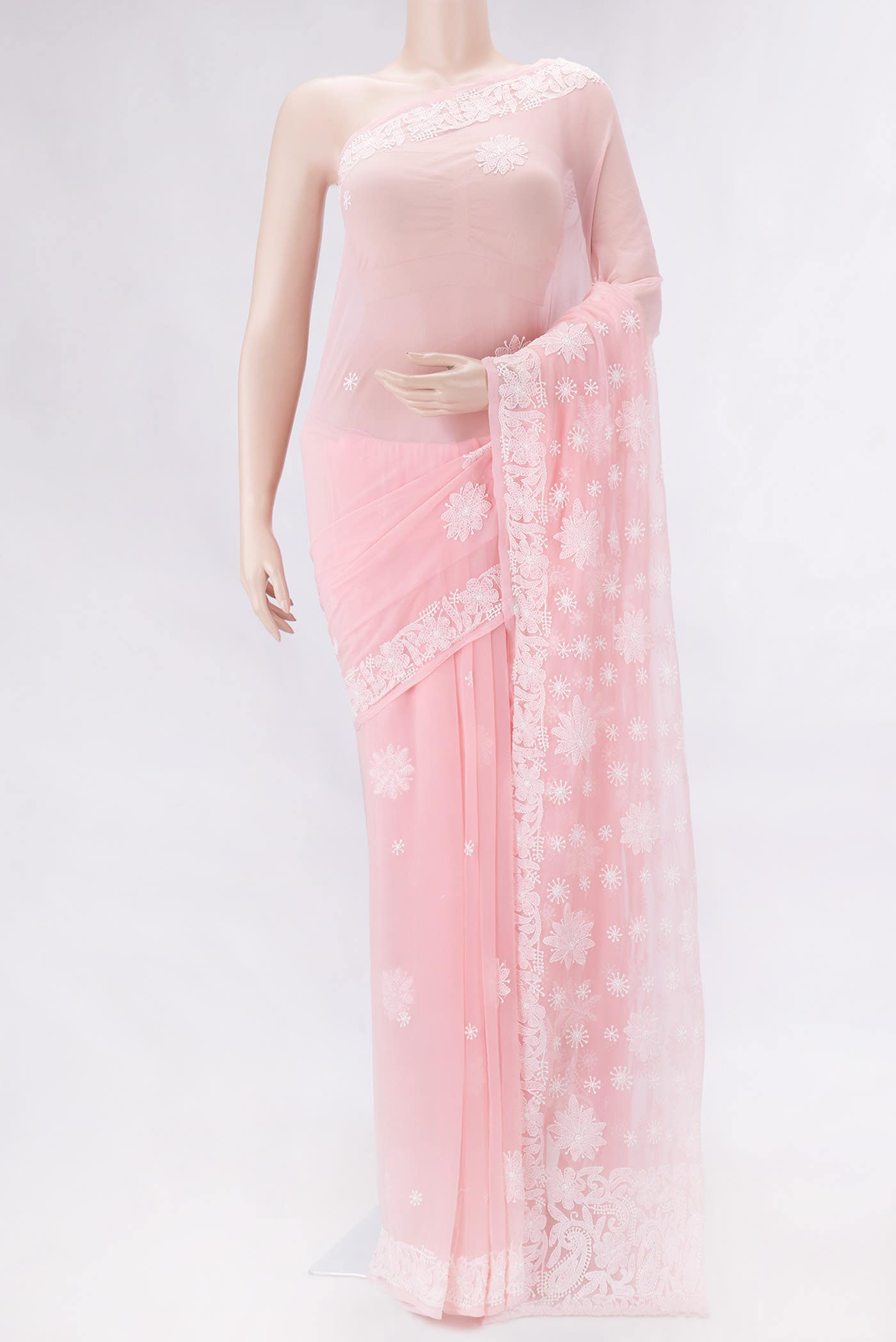 Peach Dual Tone Mysore Georgette Saree