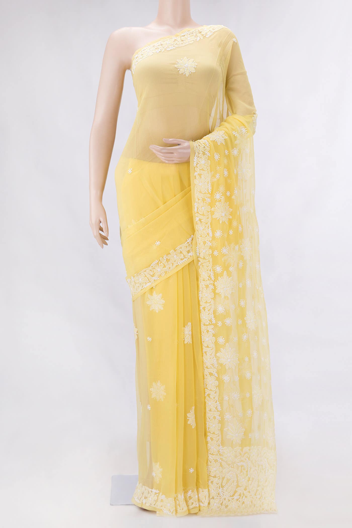 Yellow Dual Tone Mysore Georgette Saree
