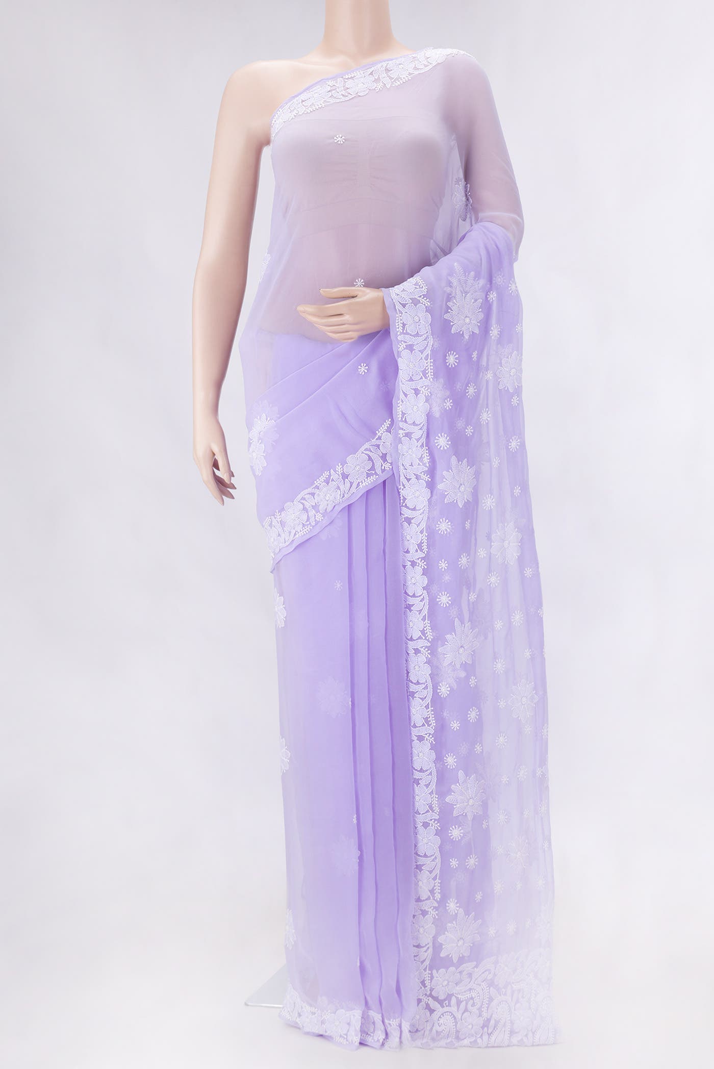 Lavender Dual Tone Mysore Georgette Saree