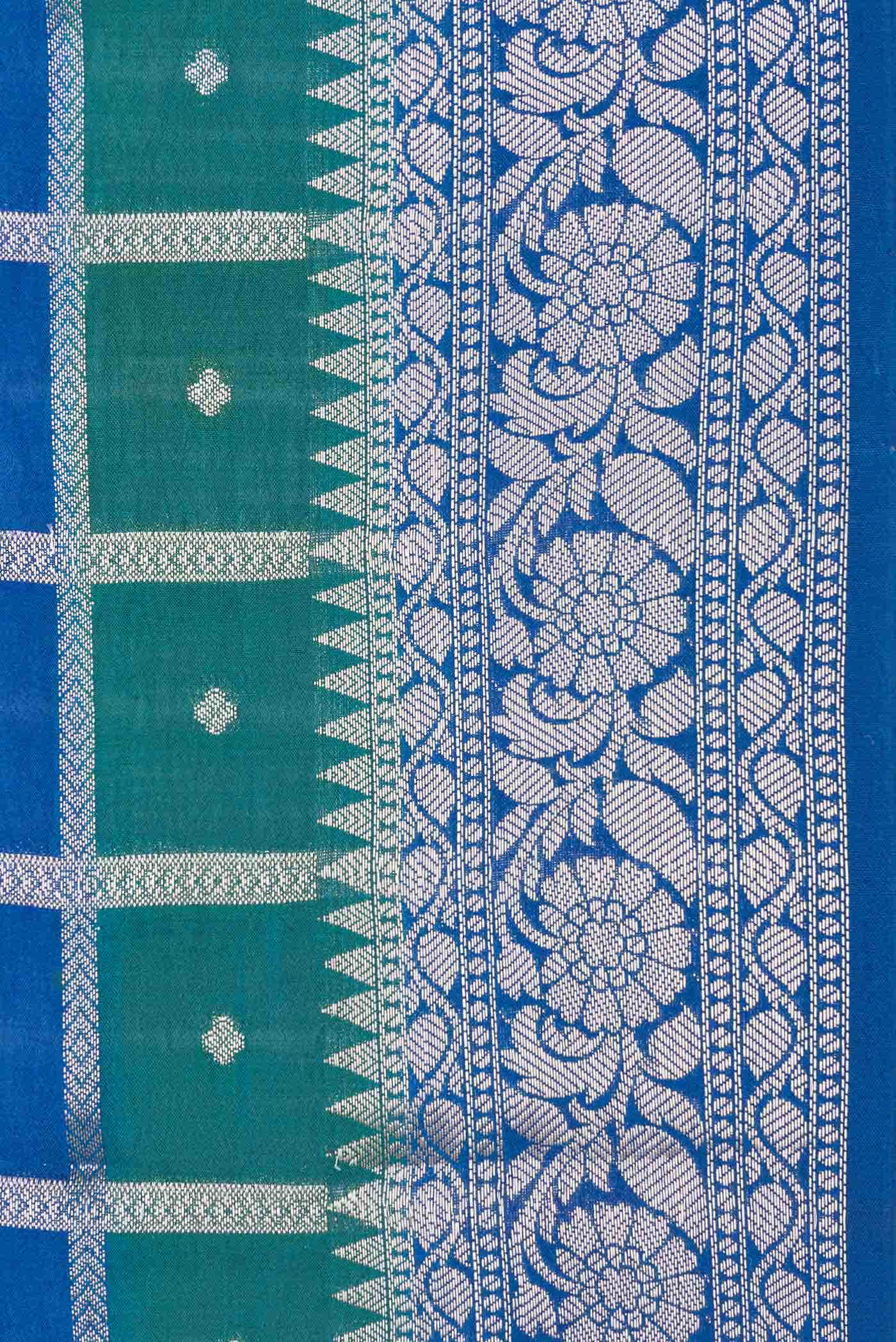 Peacock Blue Dual Tone Tussar Silk Saree