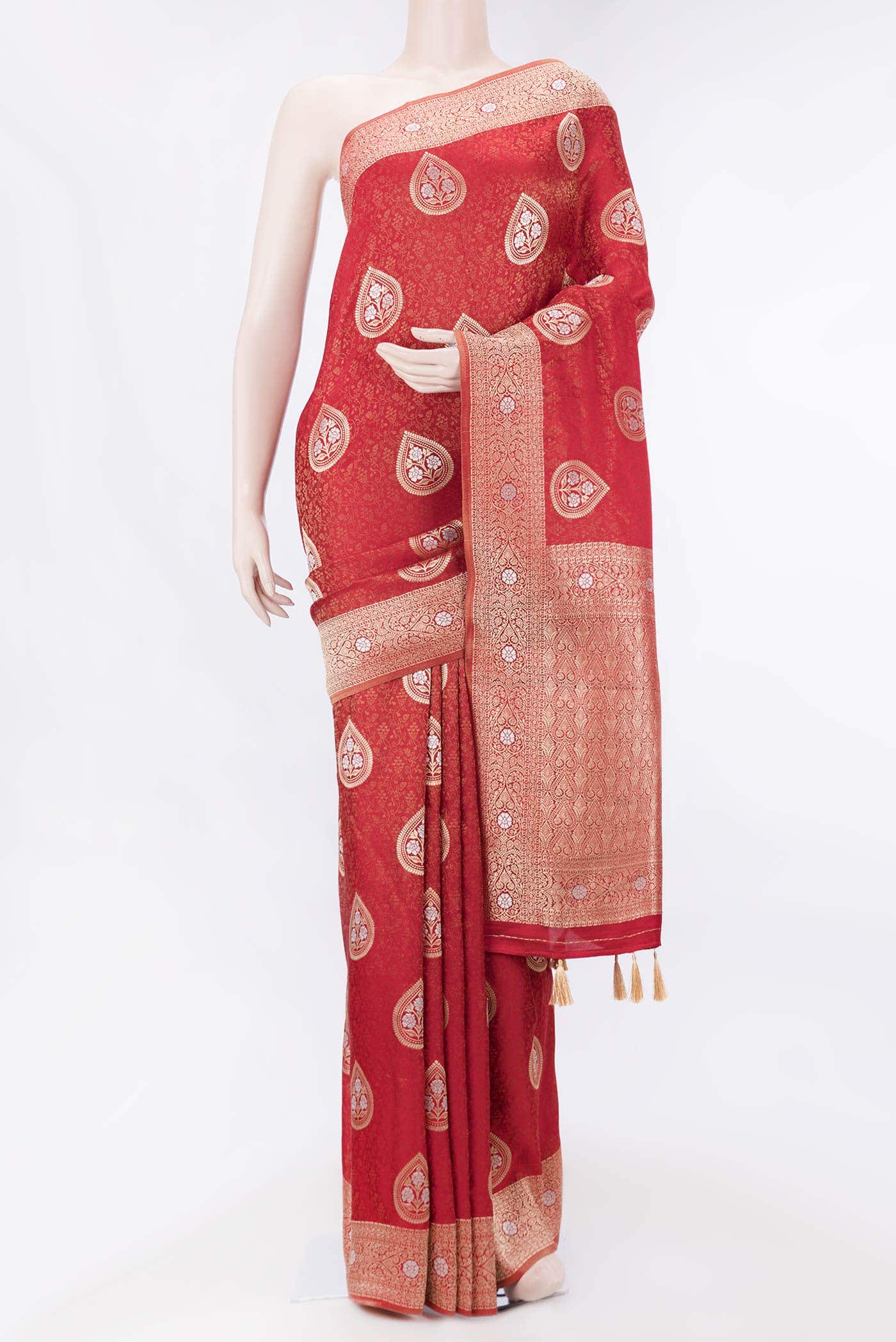 Red Dual Tone Blended Banarasi Silk Saree