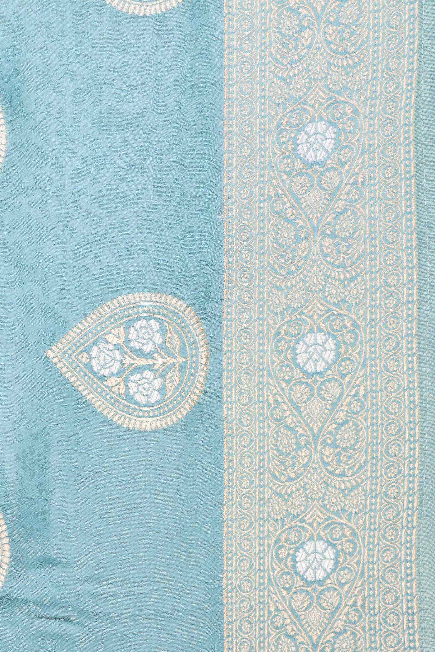 Light Blue Dual Tone Blended Banarasi Silk Saree