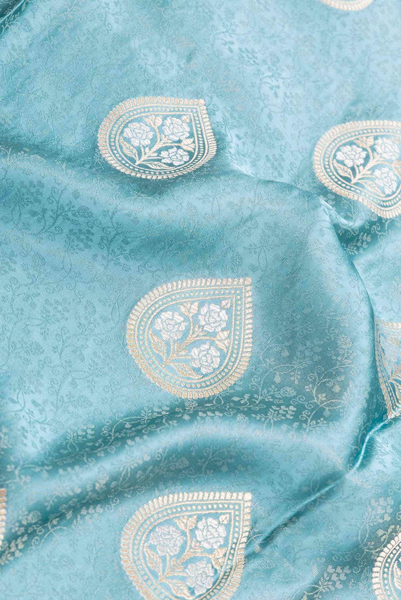 Light Blue Dual Tone Blended Banarasi Silk Saree