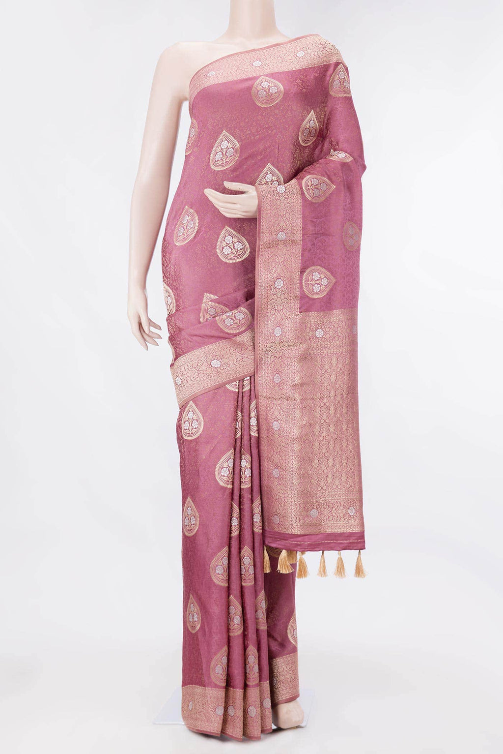 Pink Dual Tone Blended Banarasi Silk Saree