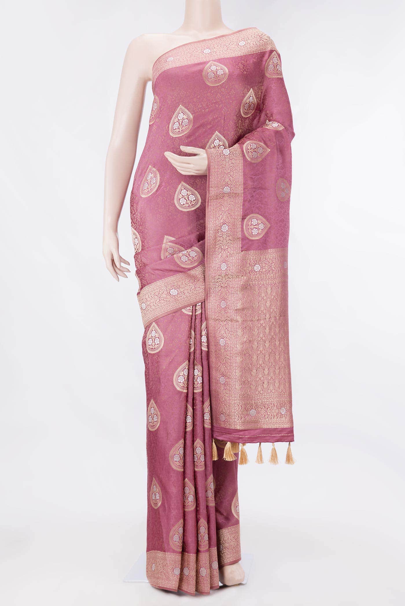 Pink Dual Tone Blended Banarasi Silk Saree