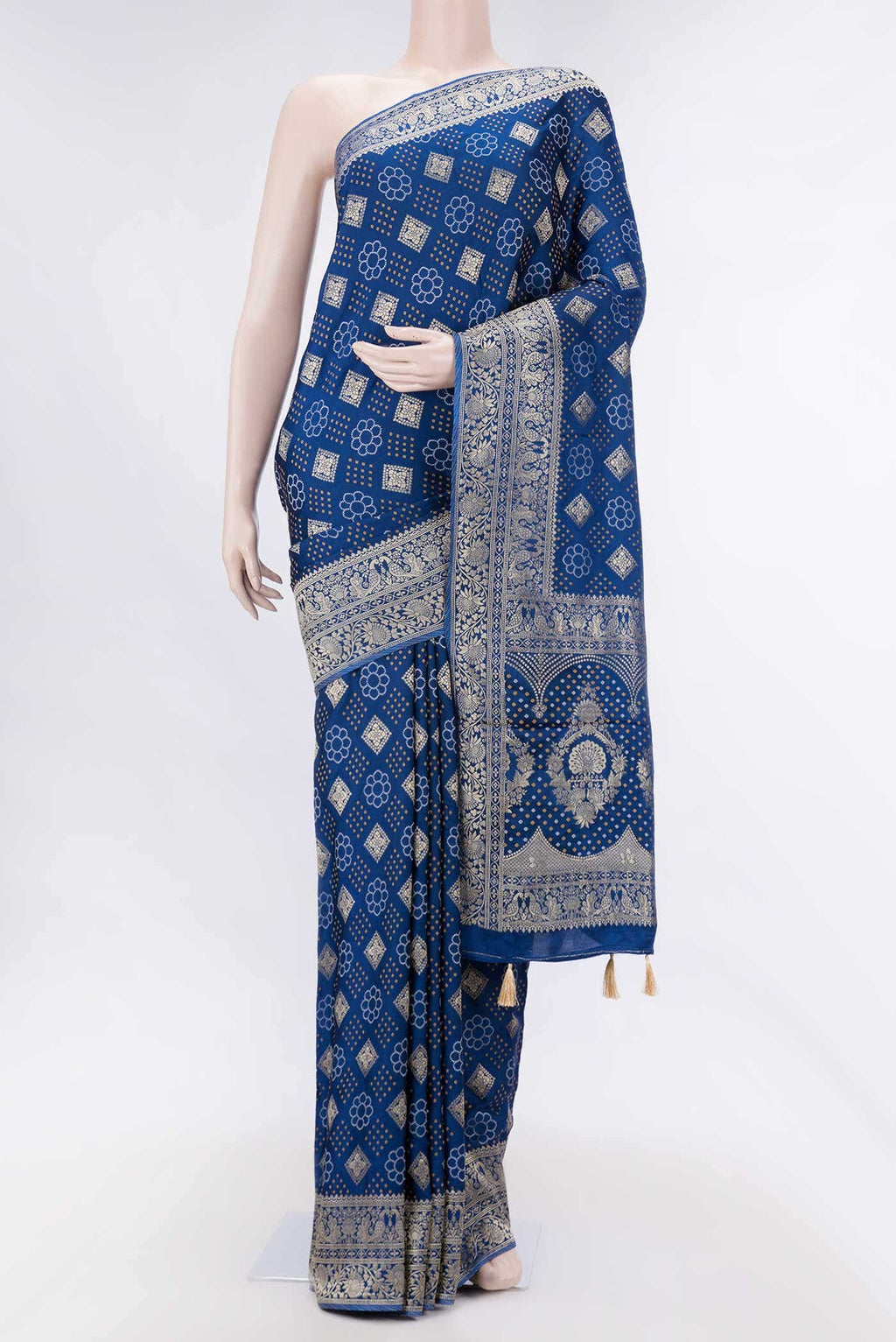Blue Dual Tone Blended Banarasi Silk Saree