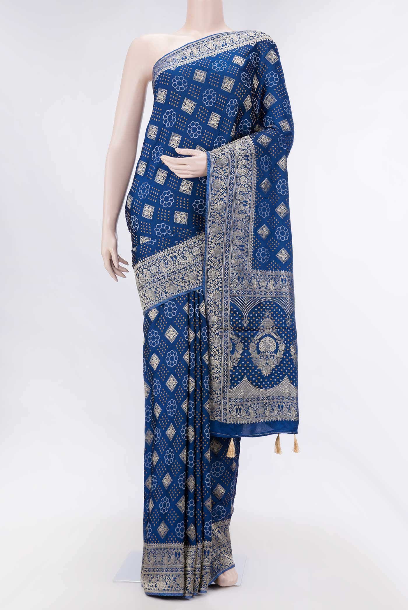 Blue Dual Tone Blended Banarasi Silk Saree